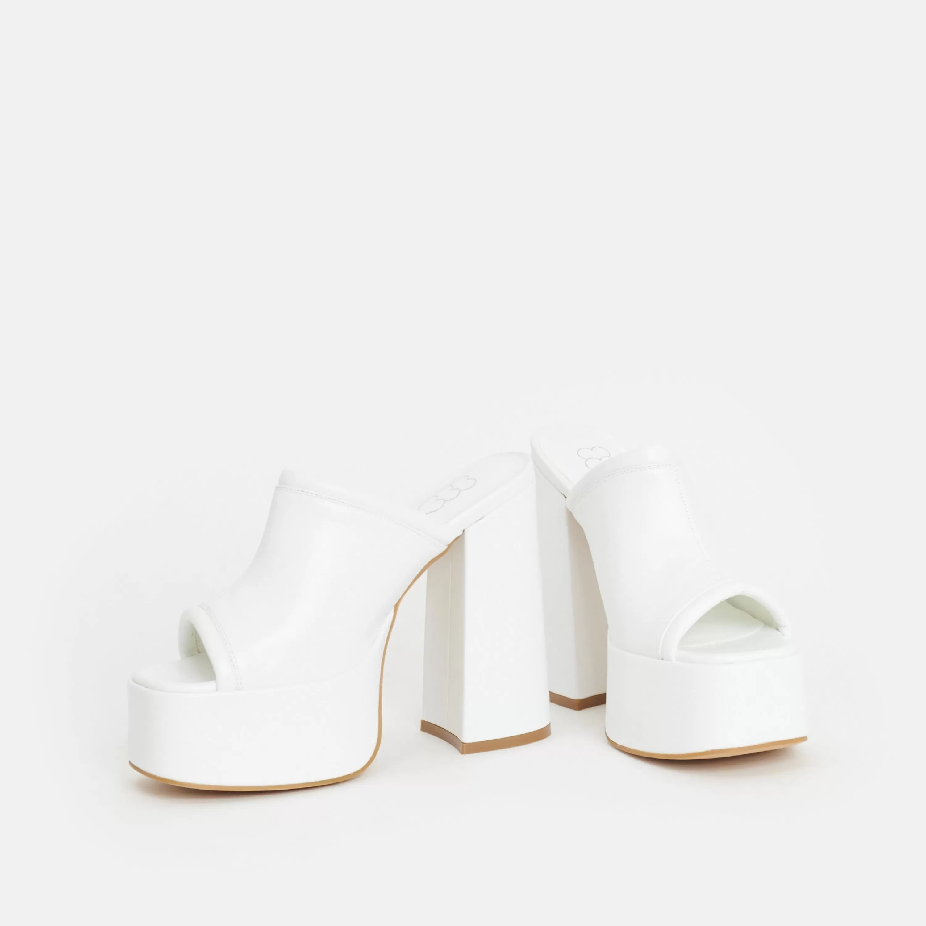 Chunky Mules | Platform Heels>KOI footwear Balsa Heeled Mules White