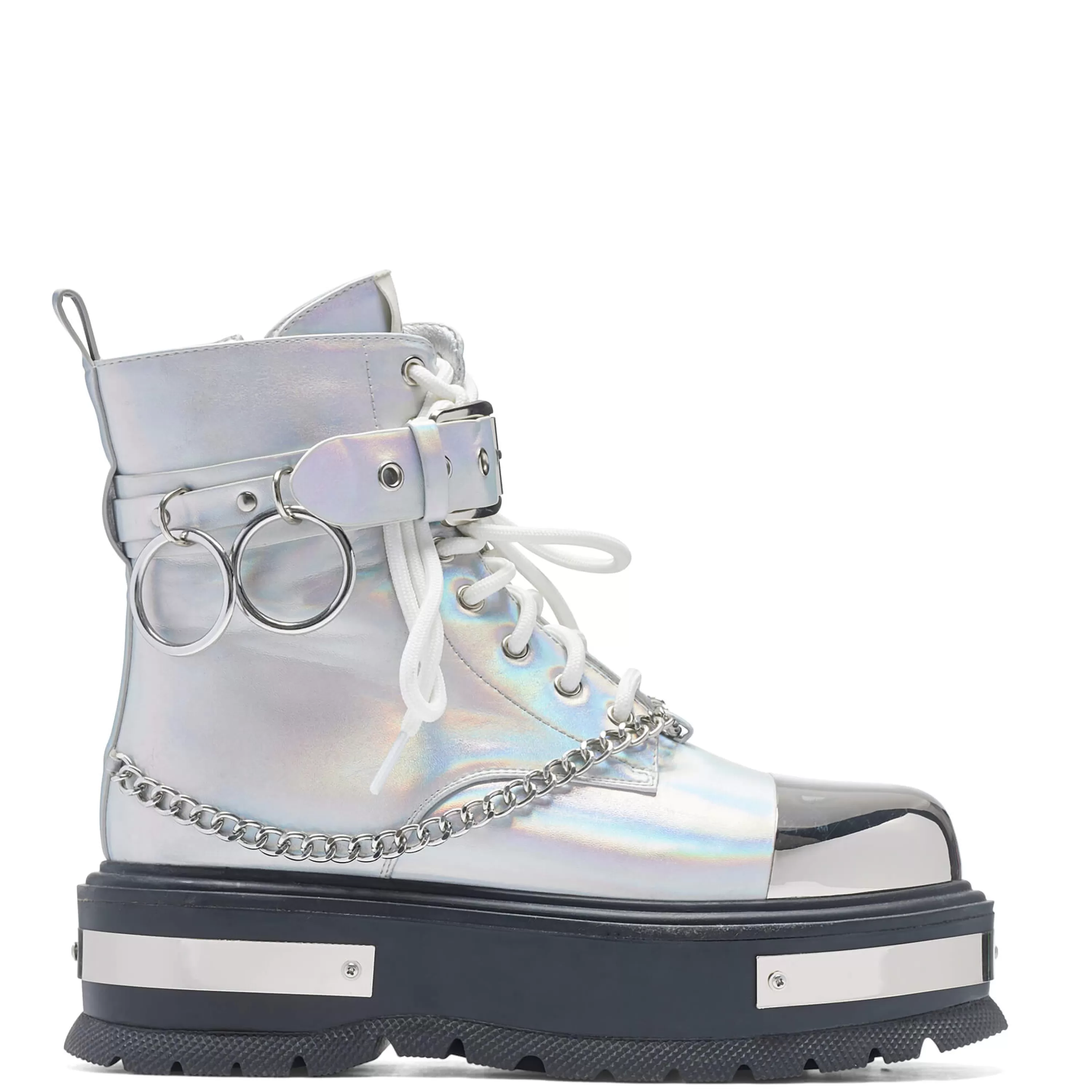 Platform Boots>KOI footwear Borin Hardware Platform Boots - Hologram Silver