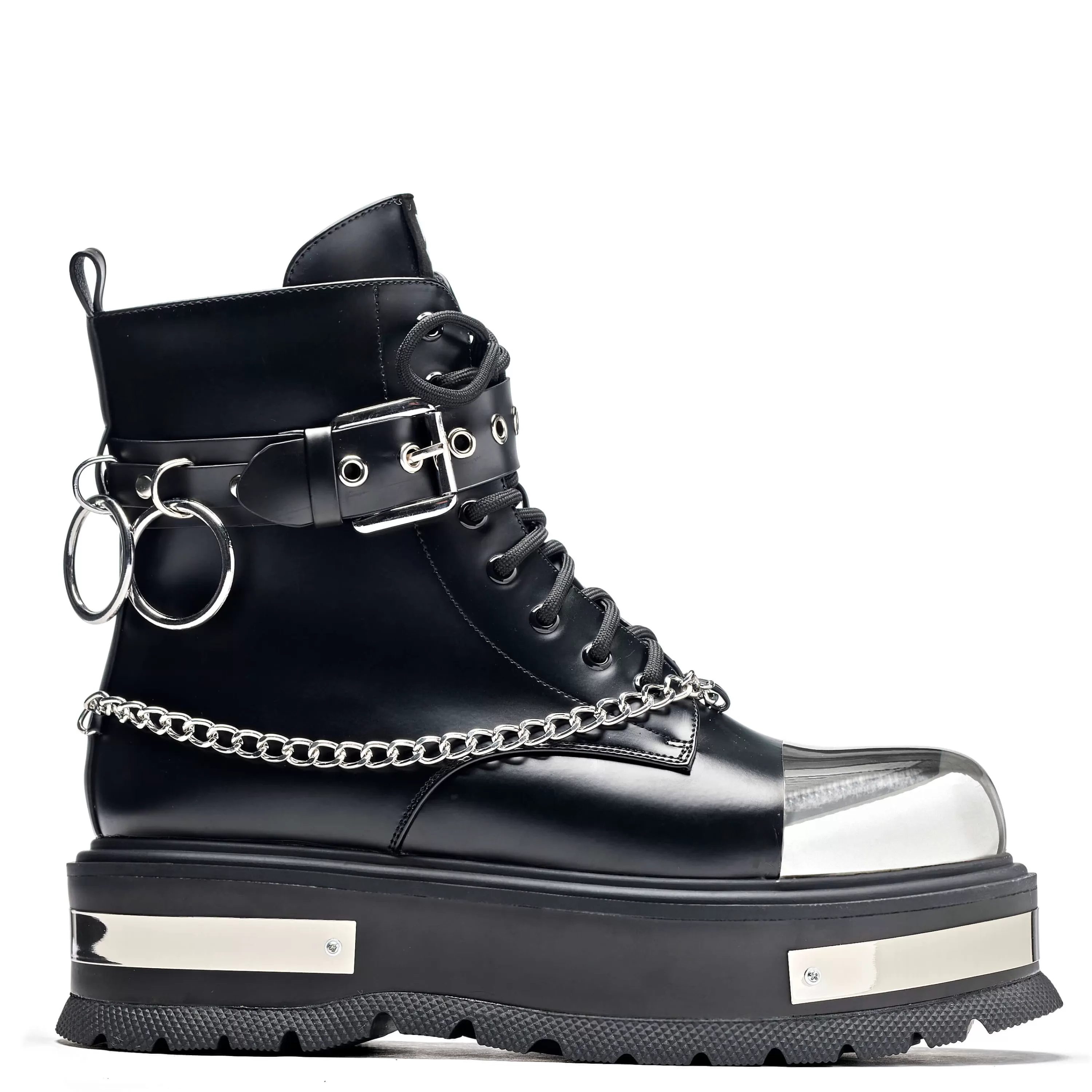 Ankle Boots | Biker Boots>KOI footwear Borin Men's Hardware Platform Boots Black