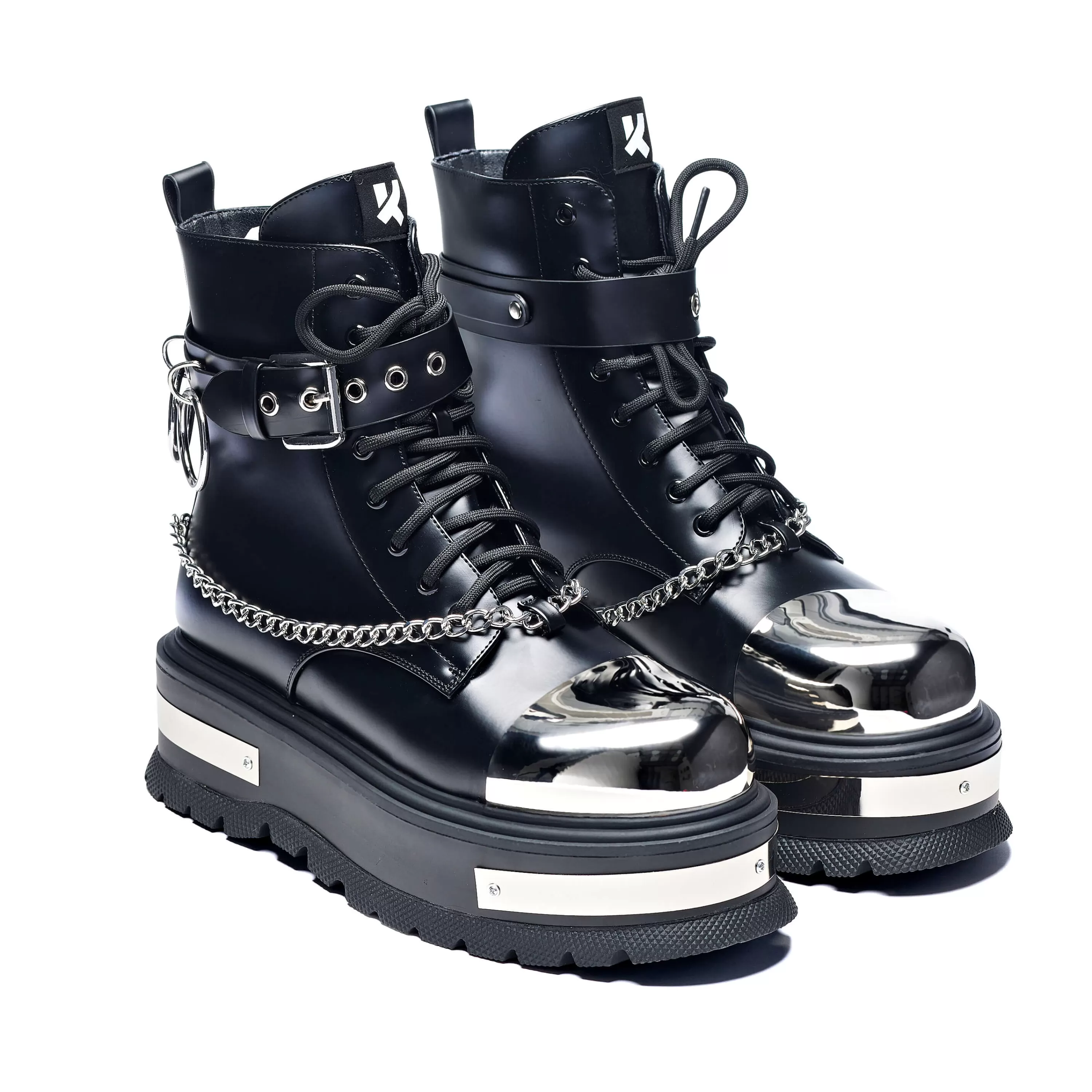 Ankle Boots | Biker Boots>KOI footwear Borin Men's Hardware Platform Boots Black