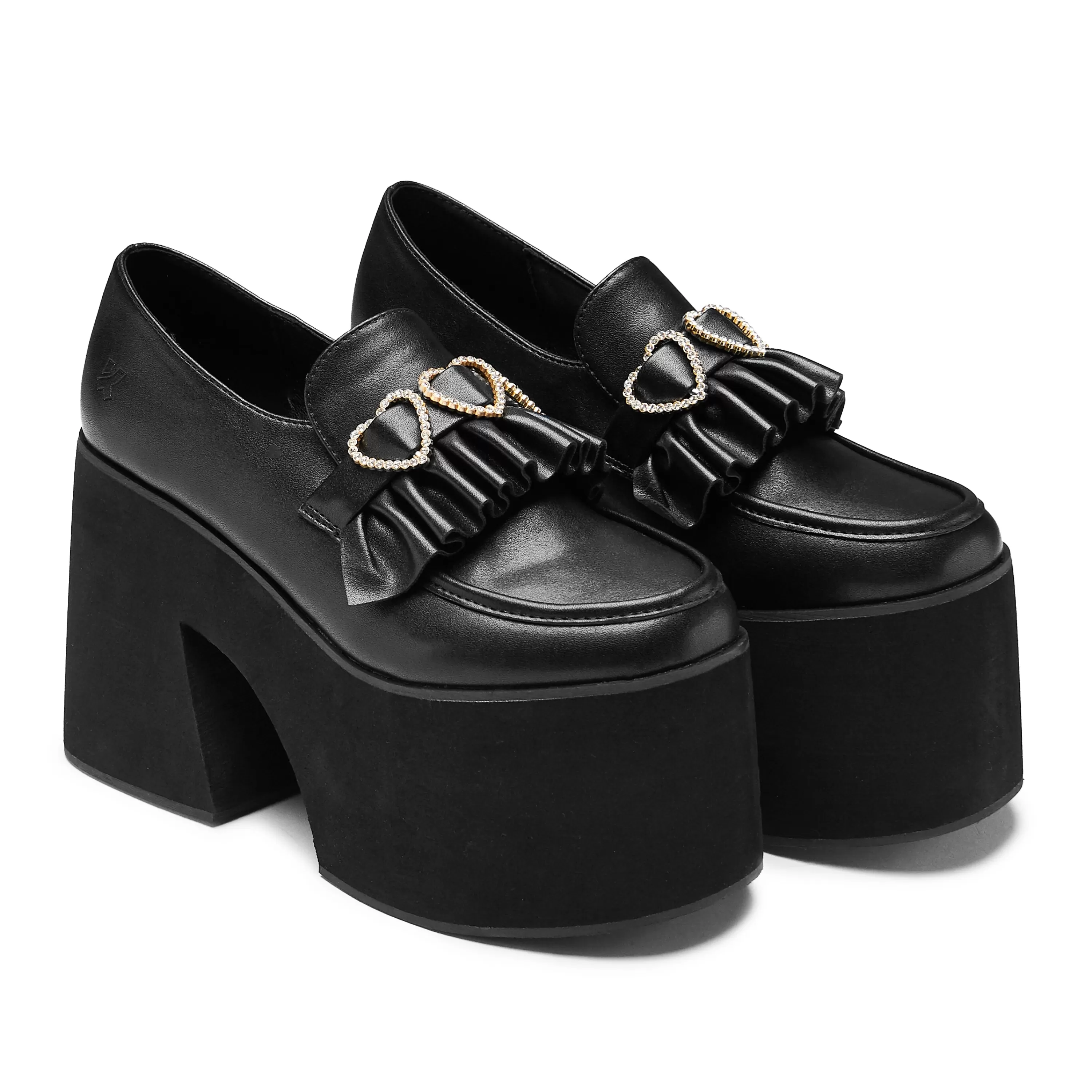 Flatform Shoes>KOI footwear Dark Delights Chunky Heart Shoes - Black