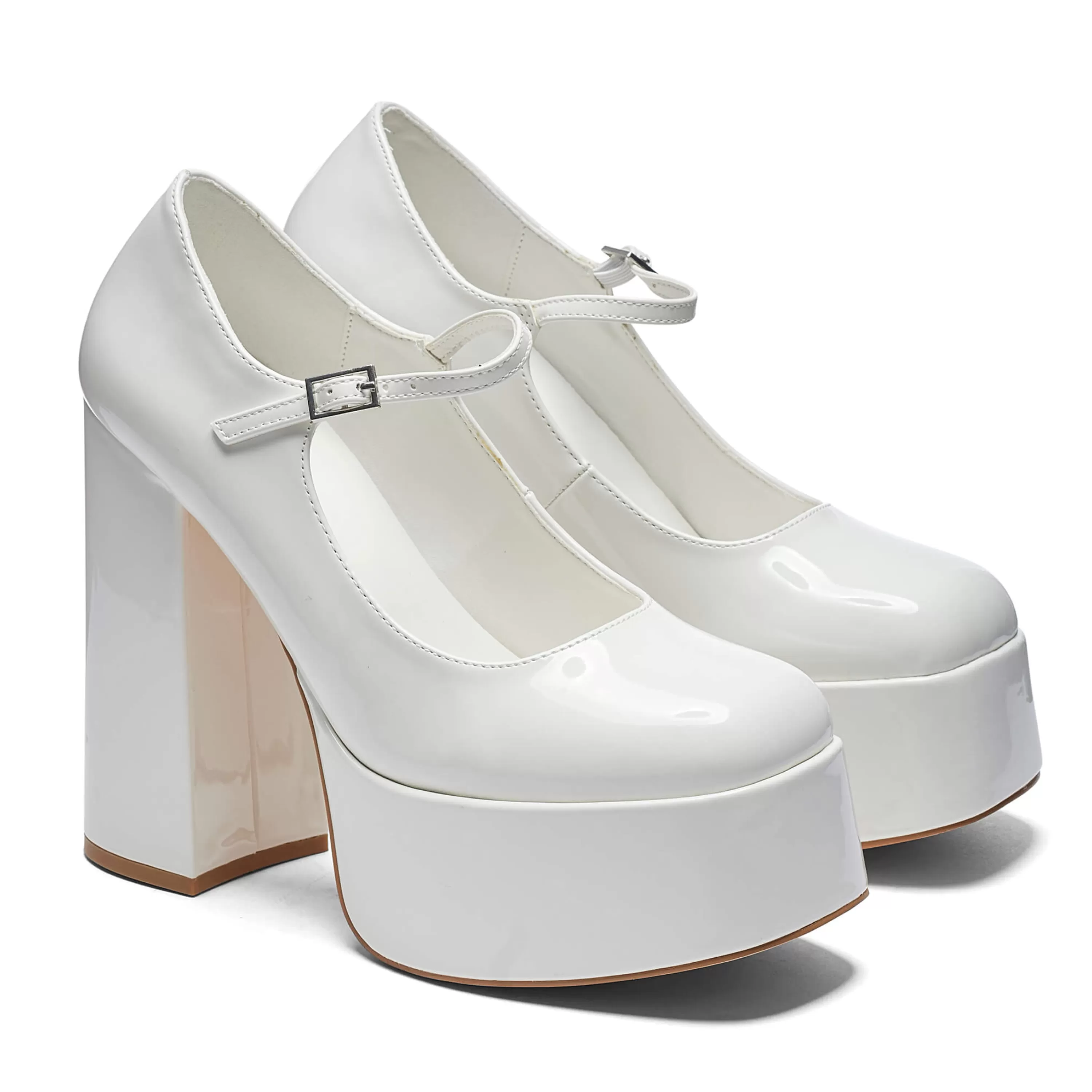 Heeled Mary Janes | Heeled Mary Janes>KOI footwear Darkbloom Patent Platform Heels White