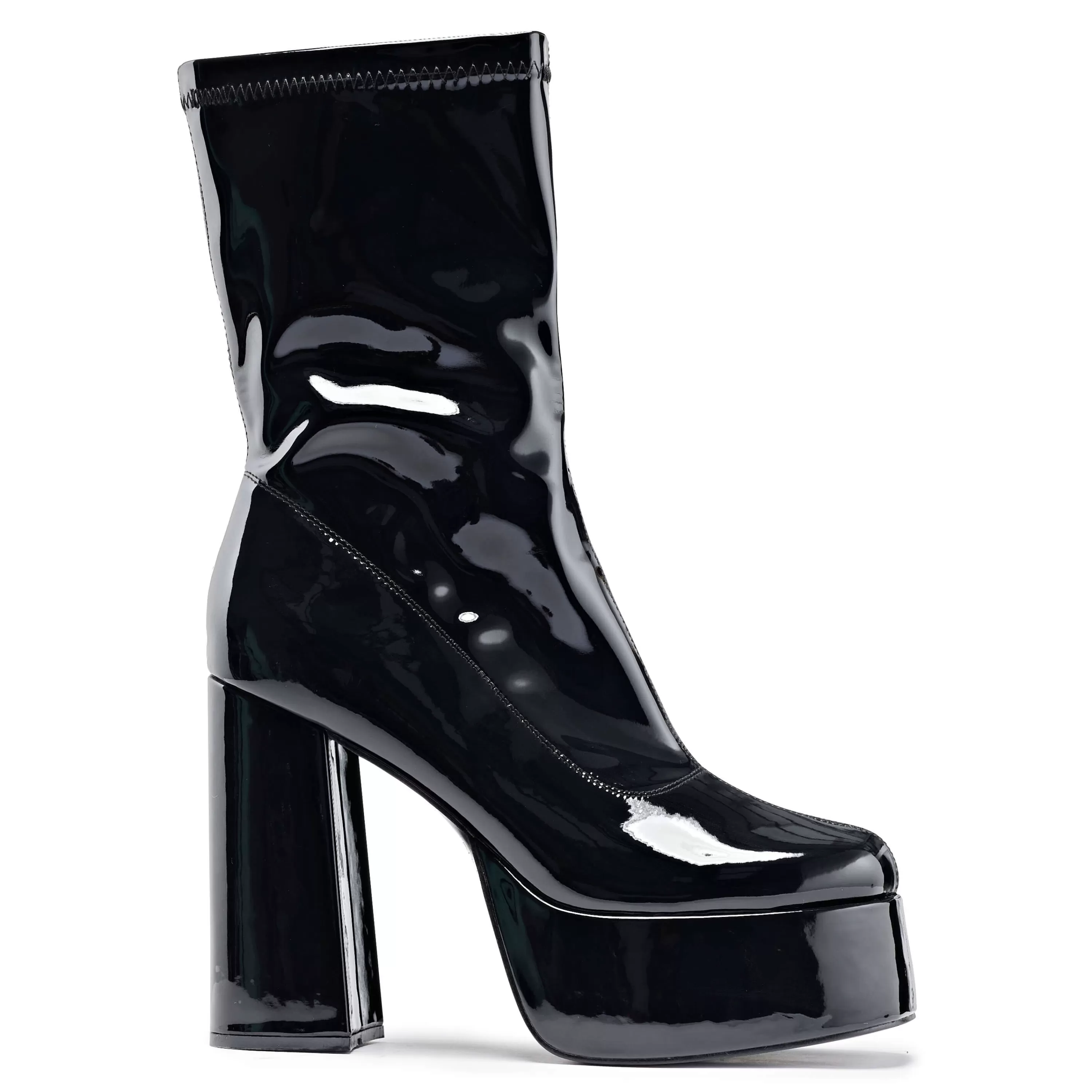 Black Platform Heels | Ankle Boots>KOI footwear Delano Men's Patent Platform Heeled Boots Black