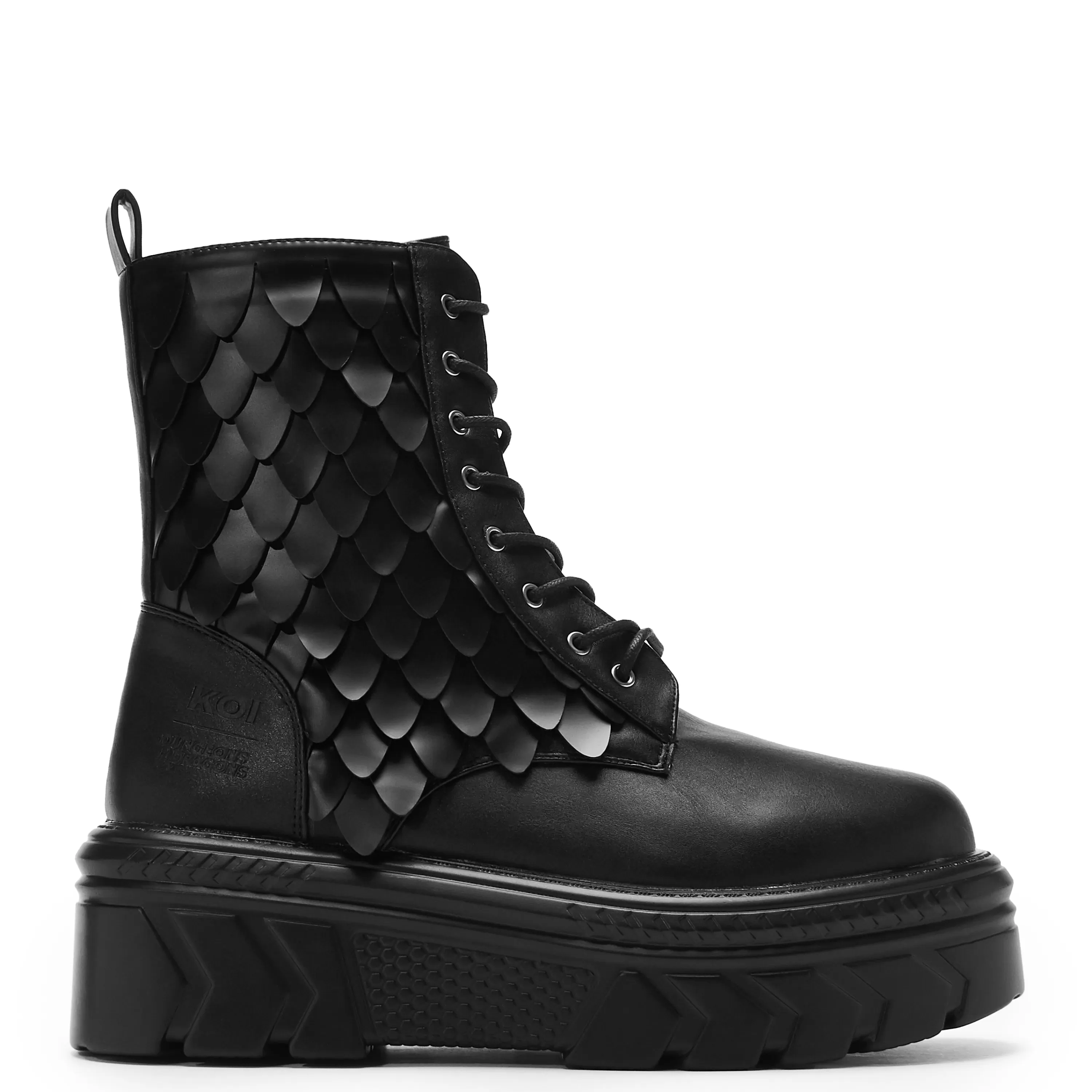 Ankle Boots | Platform Boots>KOI footwear Draco Scale Chunky Stomper Boots - Black