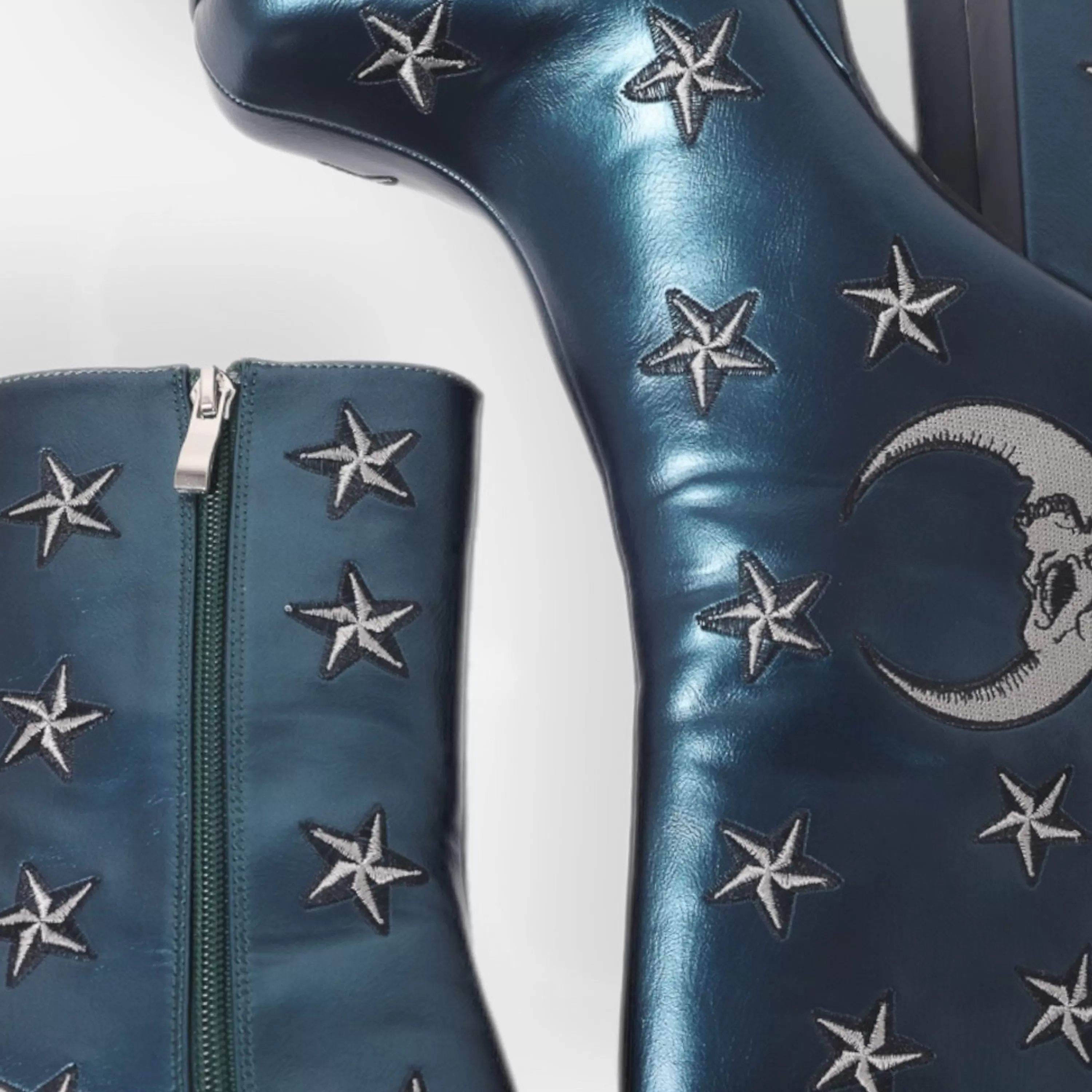 Ankle Boots | Heeled Boots>KOI footwear Dreams of Mooncraft Teal Heeled Boots Blue