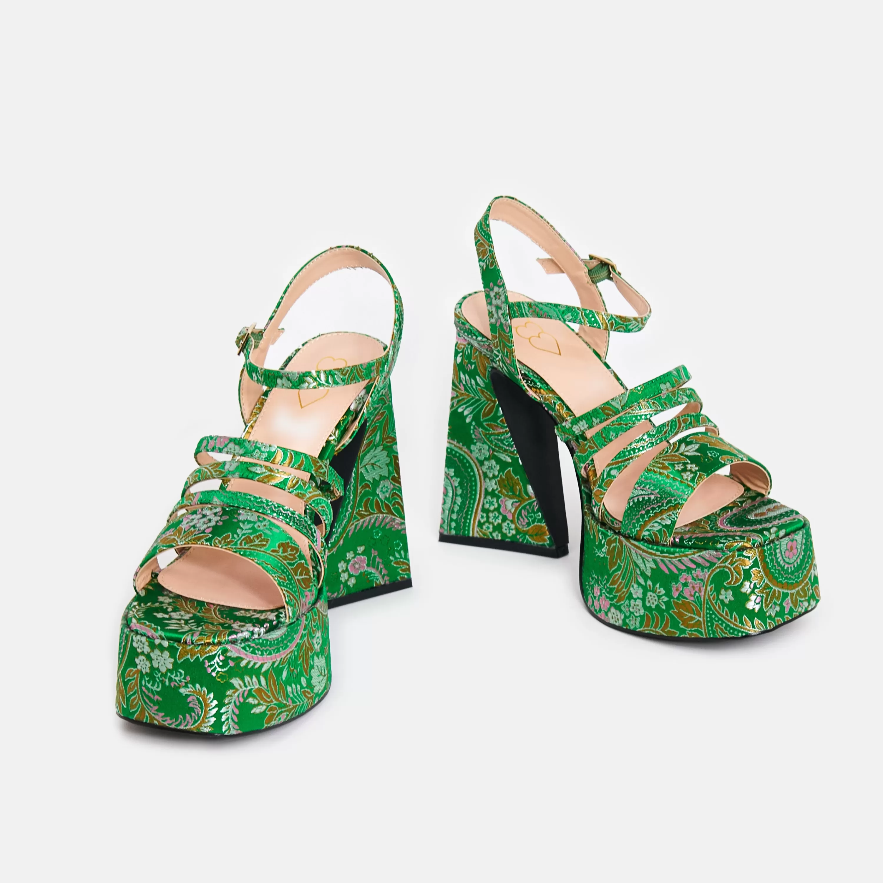 Platform Heels>KOI footwear Dynasty Platform Strappy Heels Green