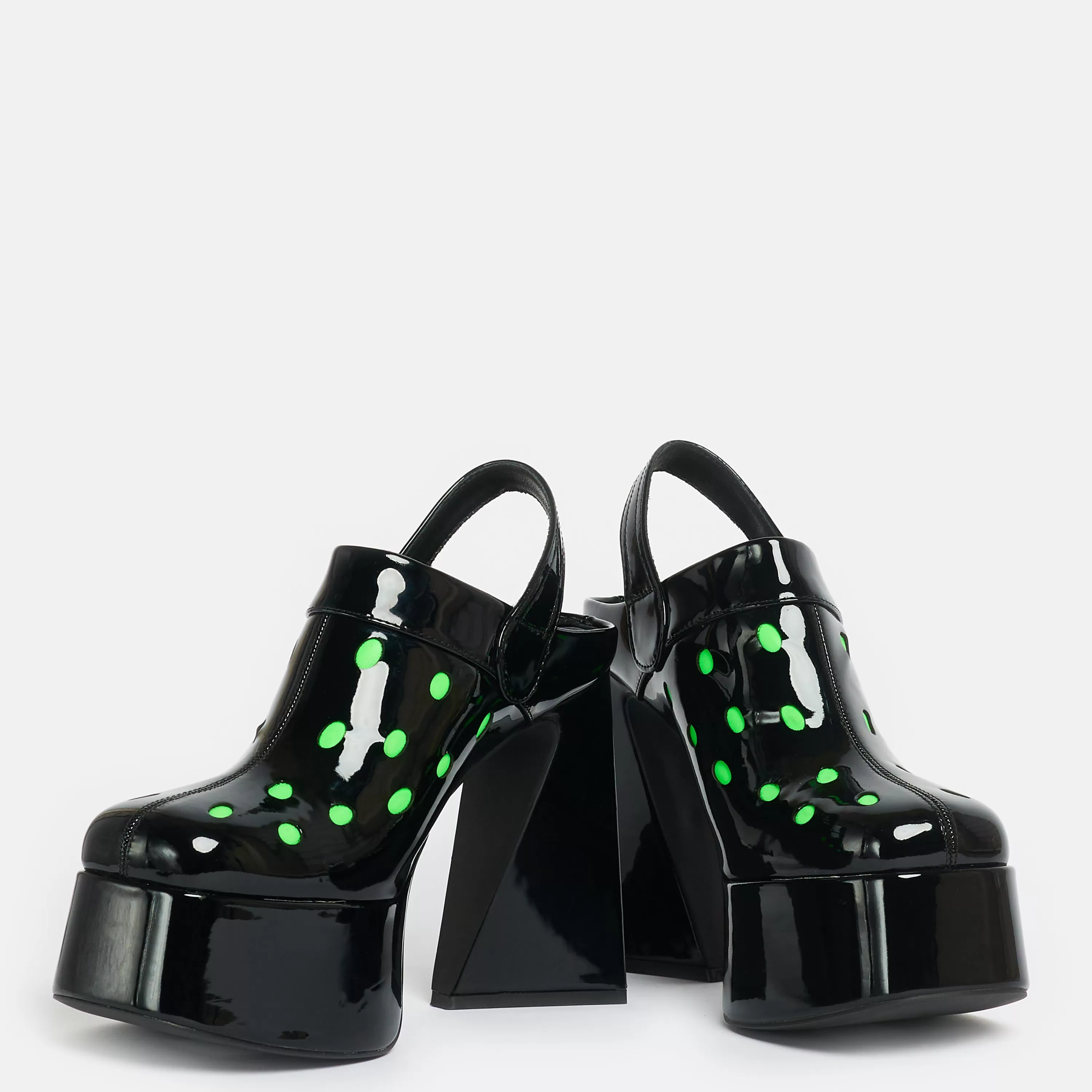 Kawaii Shoes | Platform Heels>KOI footwear Galactic Boom Neon Alien Heels Black