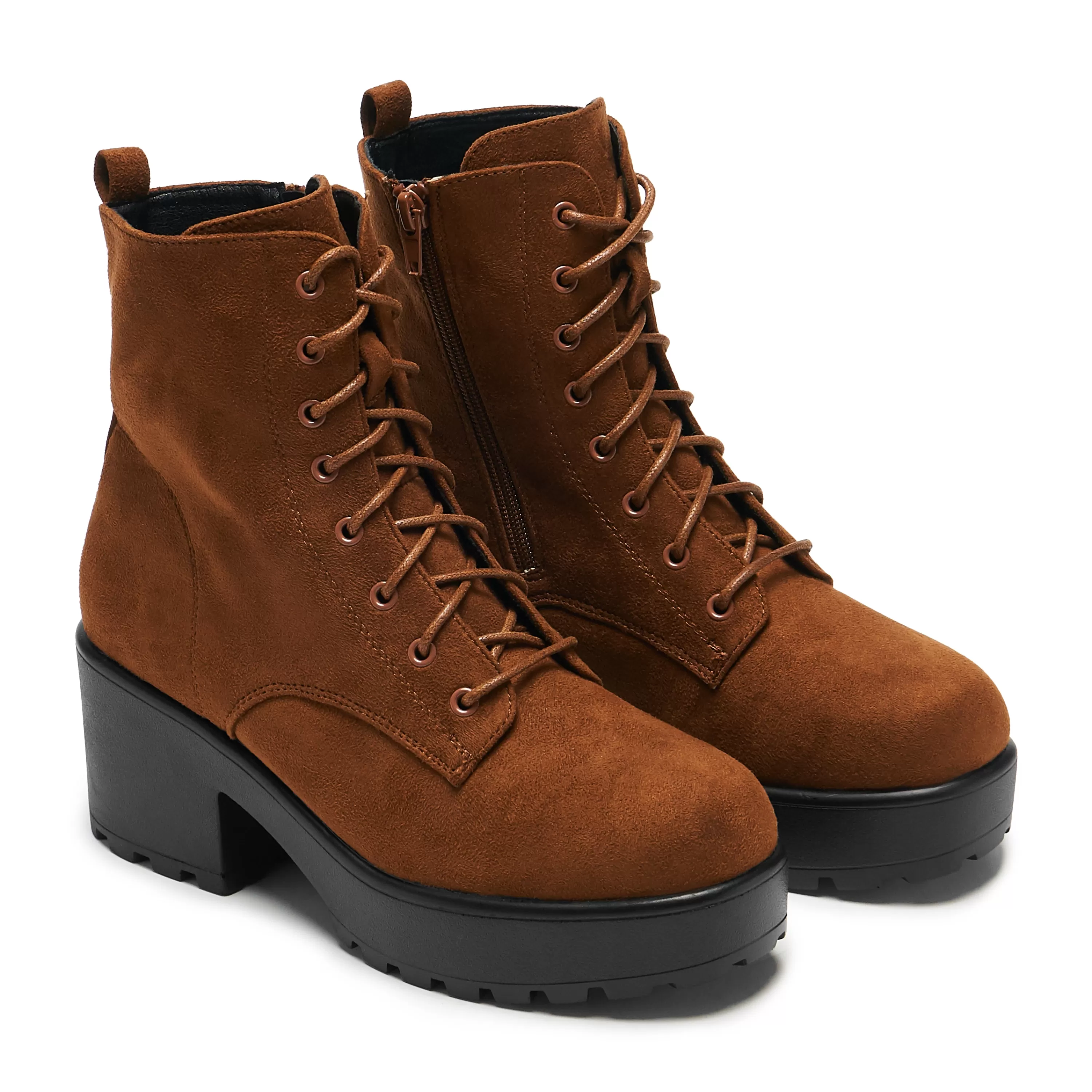 Ankle Boots | Platform Boots>KOI footwear Gin Silt Suede Platform Military Boots Brown