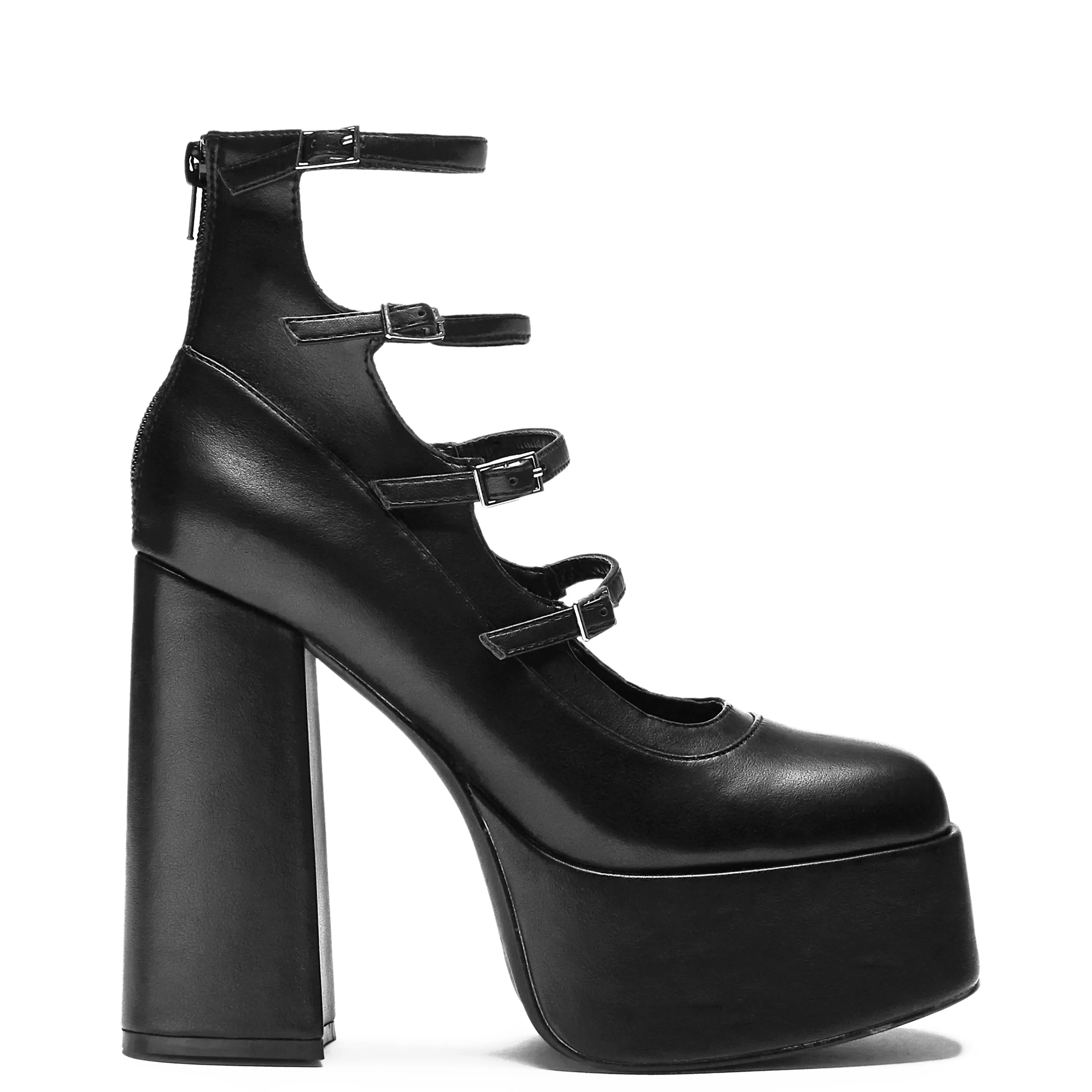 Heeled Mary Janes | Heeled Mary Janes>KOI footwear Gurren Strappy Platform Heels Black