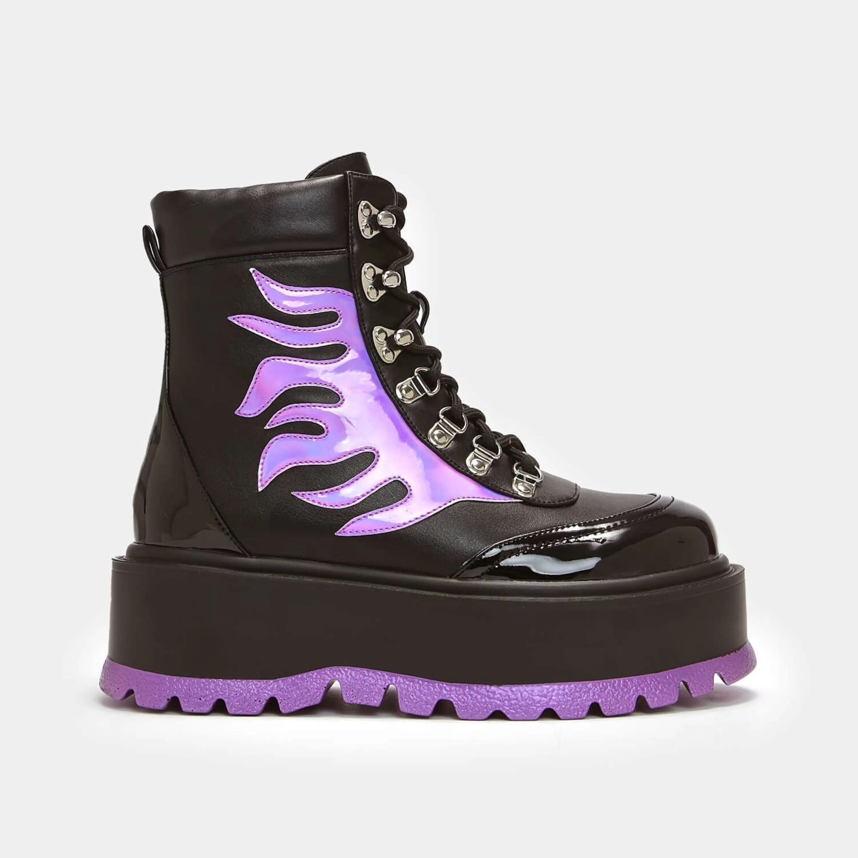 Ankle Boots | Platform Boots>KOI footwear Helios Hologram Flame Boots Purple