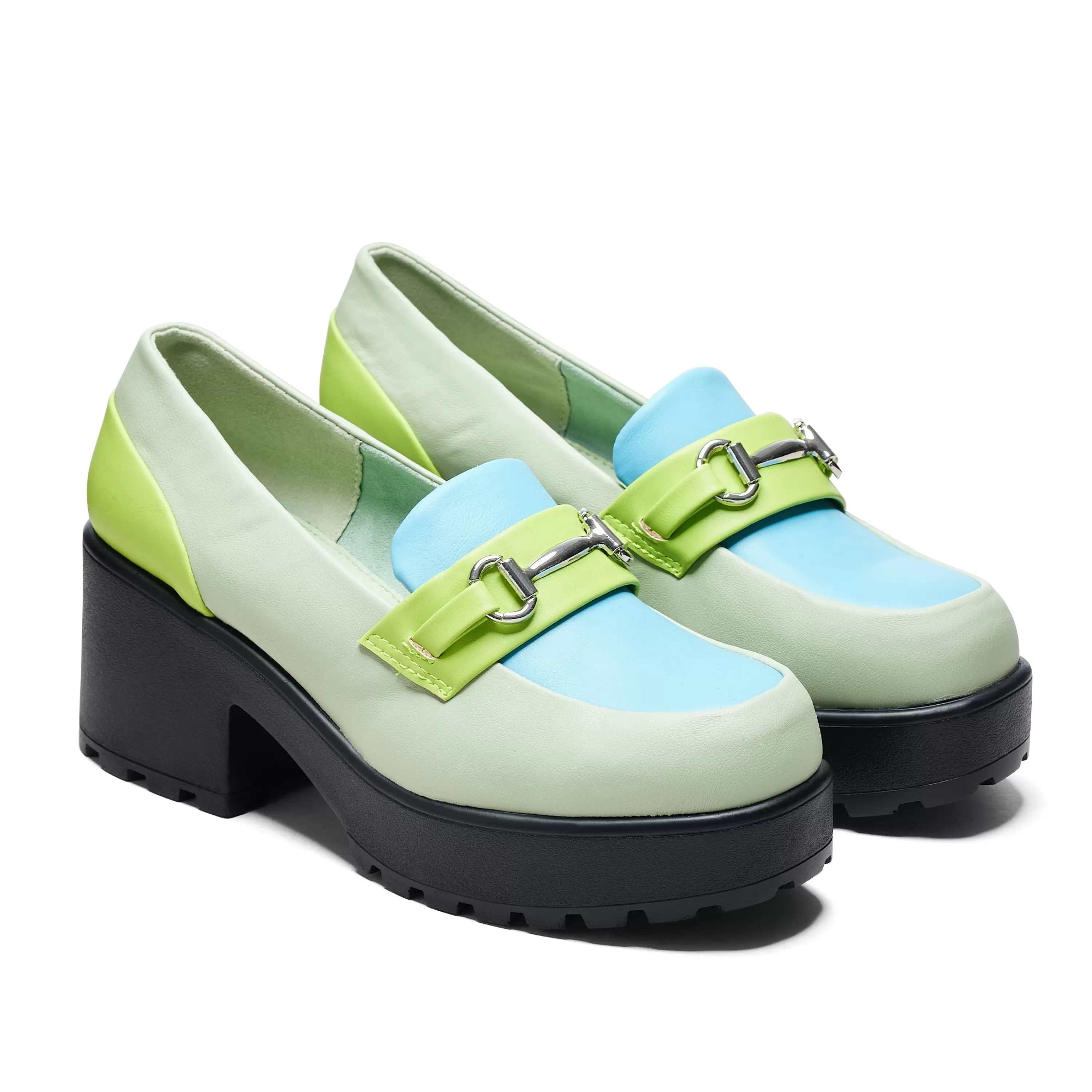 Platform Loafers>KOI footwear High Class Chunky Shoes - Mint Pastel Green