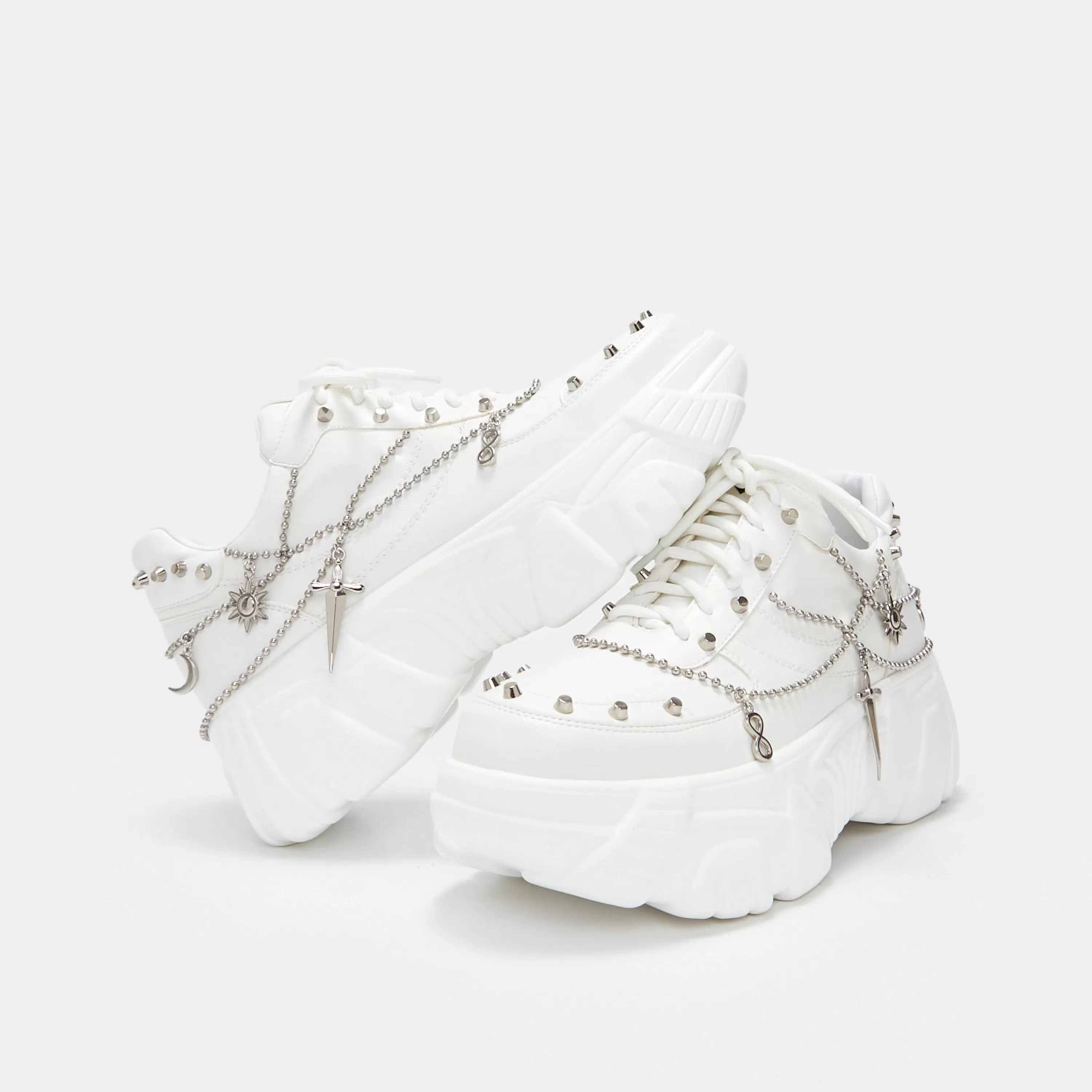 Chunky Trainers | White Chunky Trainers>KOI footwear Jinx Mystic Charm Trainers White