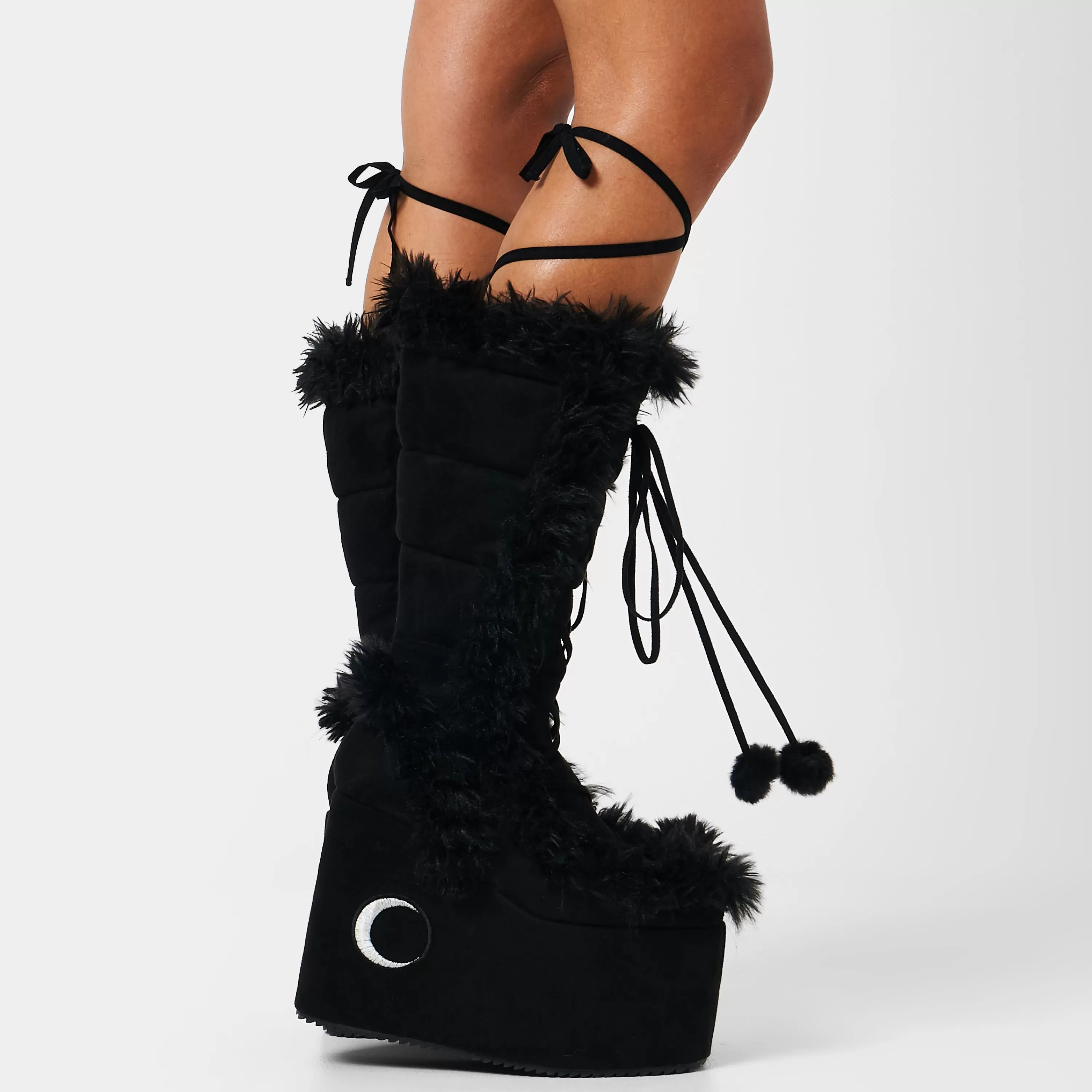 Wolves | Long Boots>KOI footwear La Push Crescent Platform Faux Fur Long Boots - Black