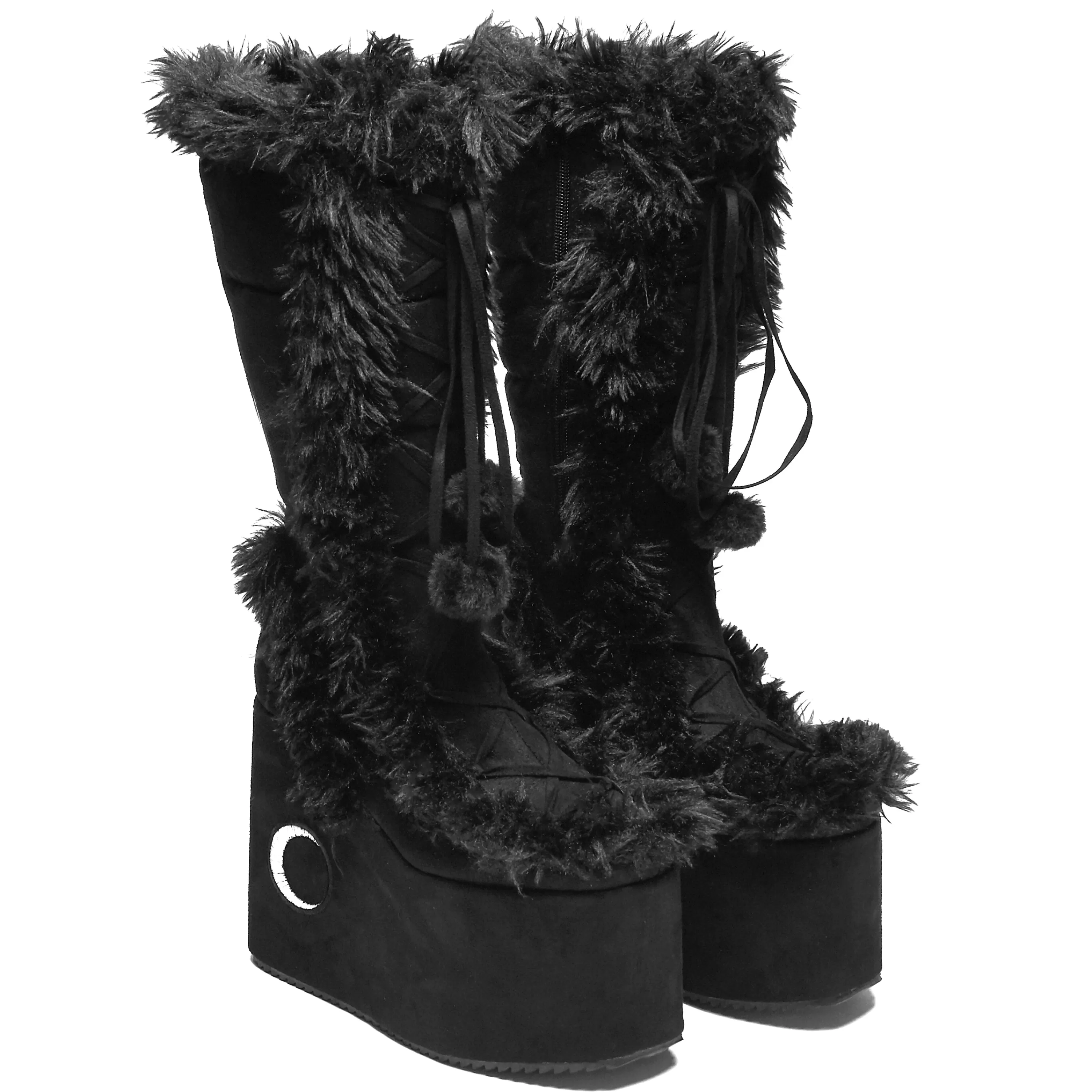 Wolves | Long Boots>KOI footwear La Push Crescent Platform Faux Fur Long Boots - Black
