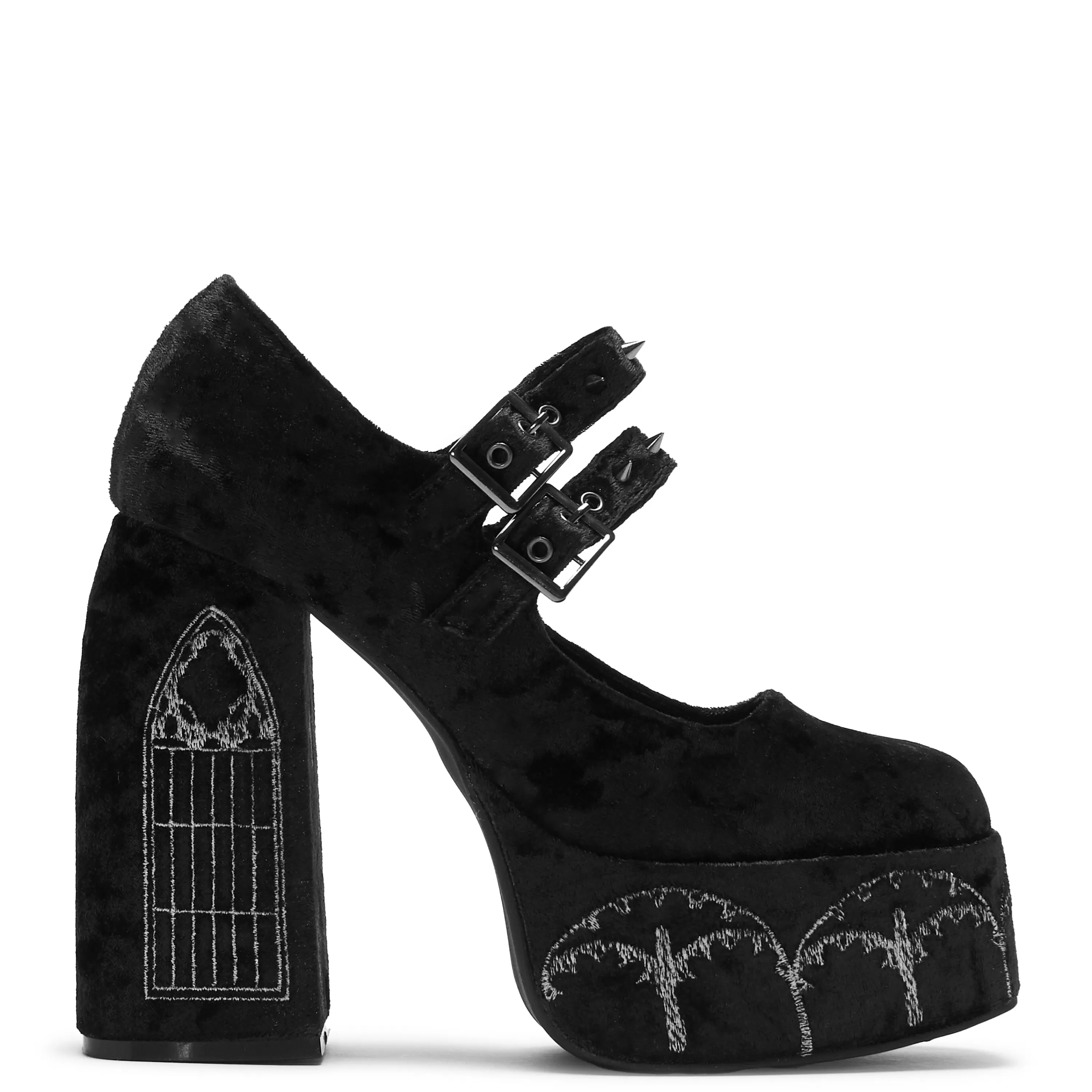 Heeled Mary Janes | Heeled Mary Janes>KOI footwear Lady Menace Grunge Crushed Velvet Heels - Black