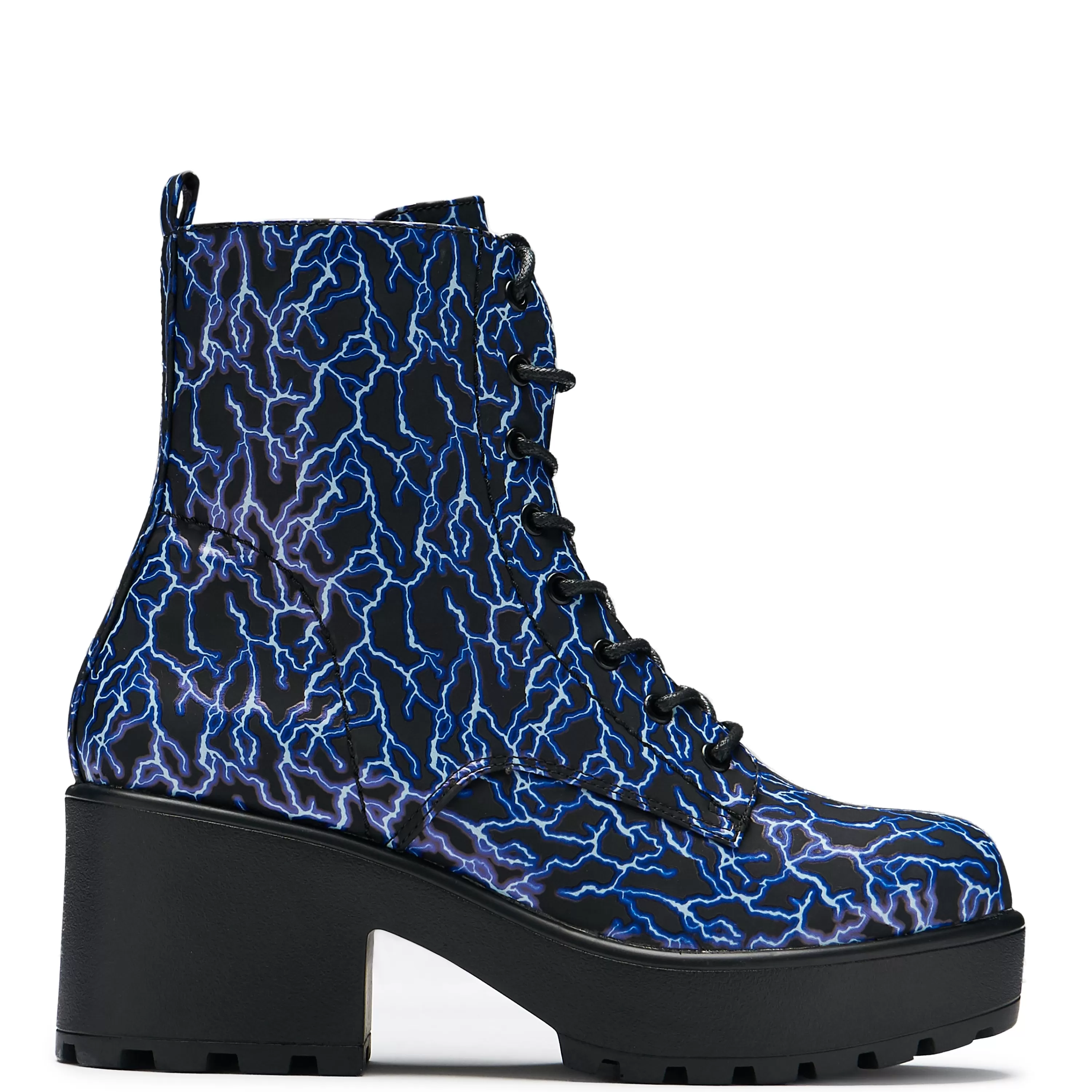 Platform Boots>KOI footwear Lightning Skies Military Platform Boots Blue