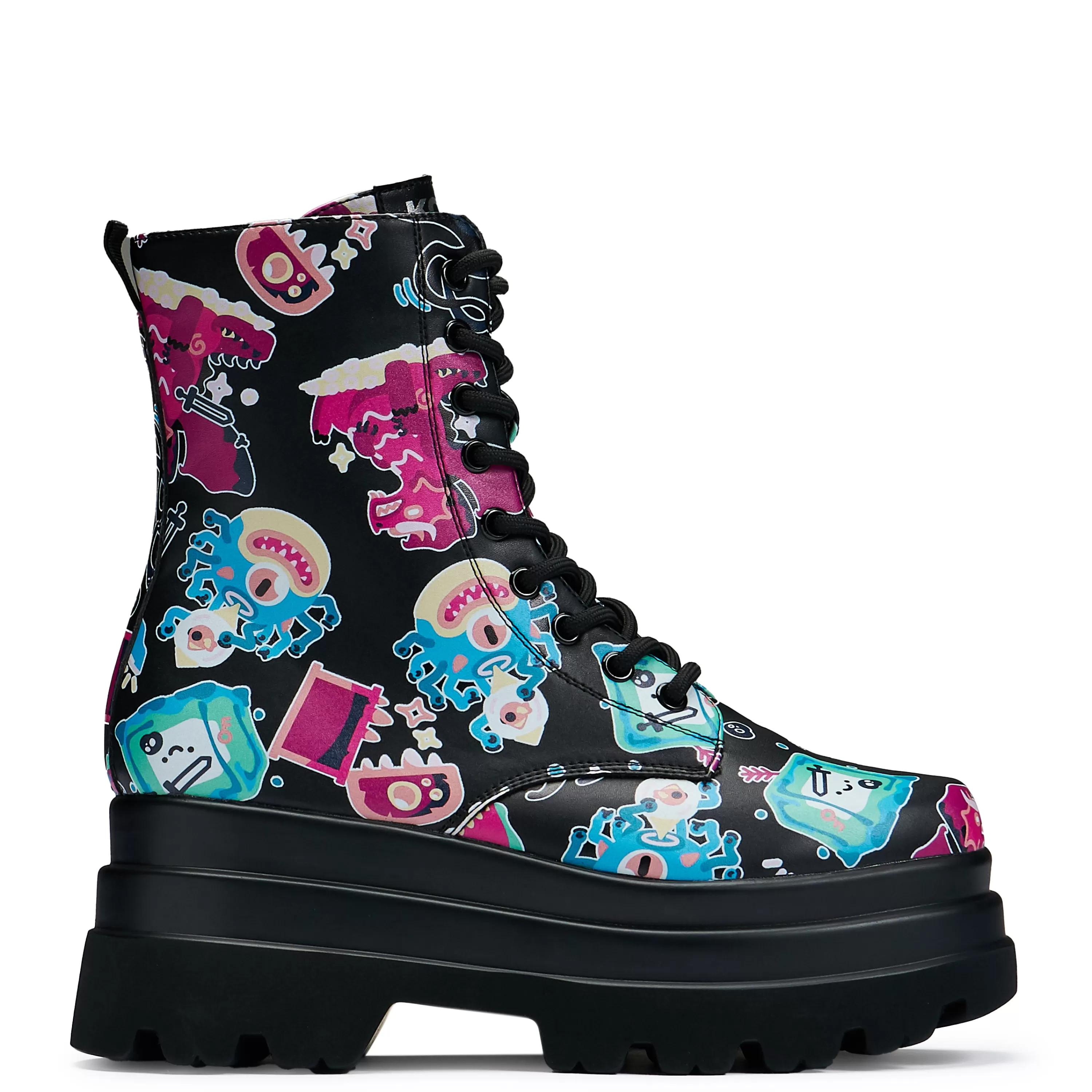 Ankle Boots | Platform Boots>KOI footwear L’otta Monsters Trident Platform Boots - Black Multi