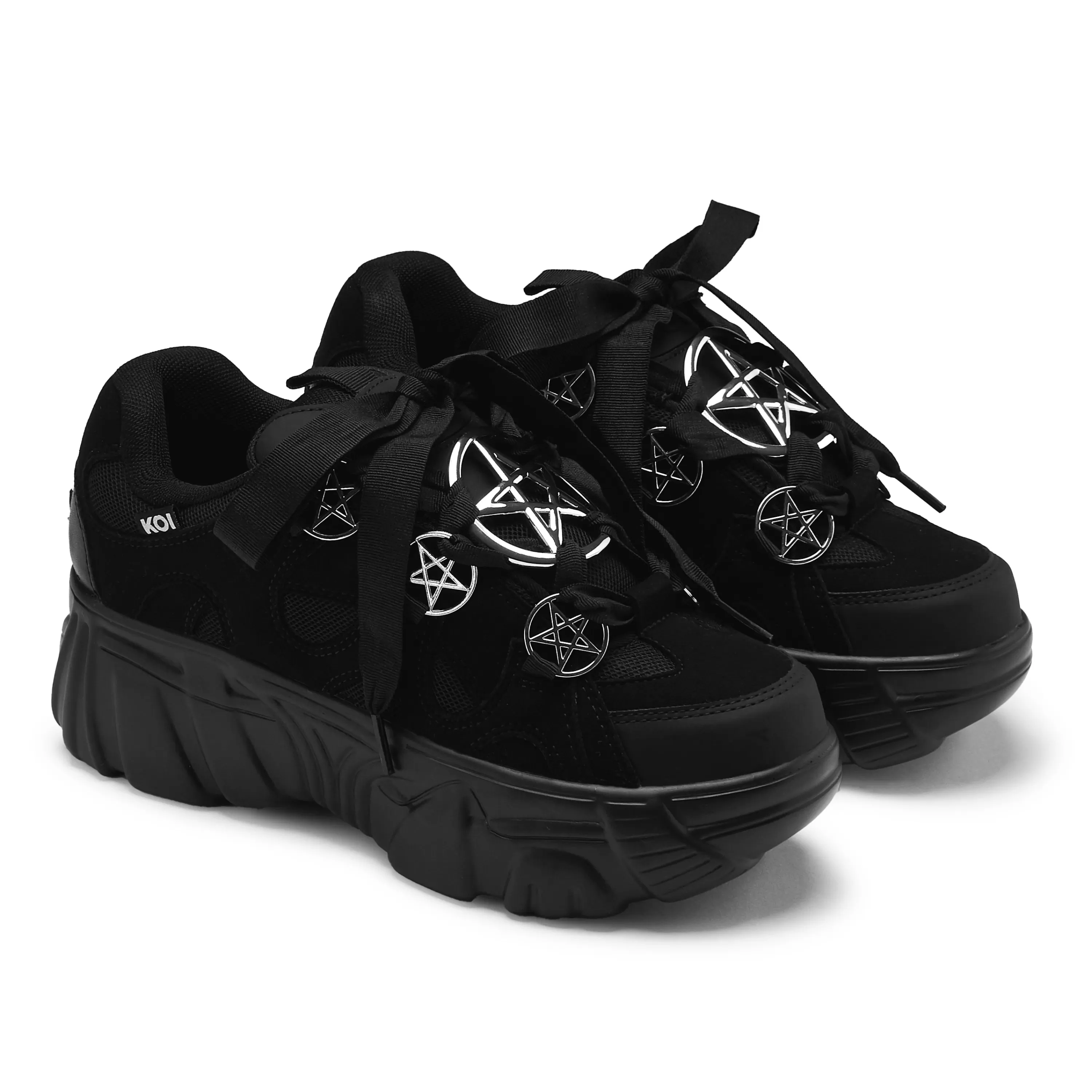 Chunky Trainers | Black Chunky Trainers>KOI footwear Necromancer Chunky Platform Trainers - Black