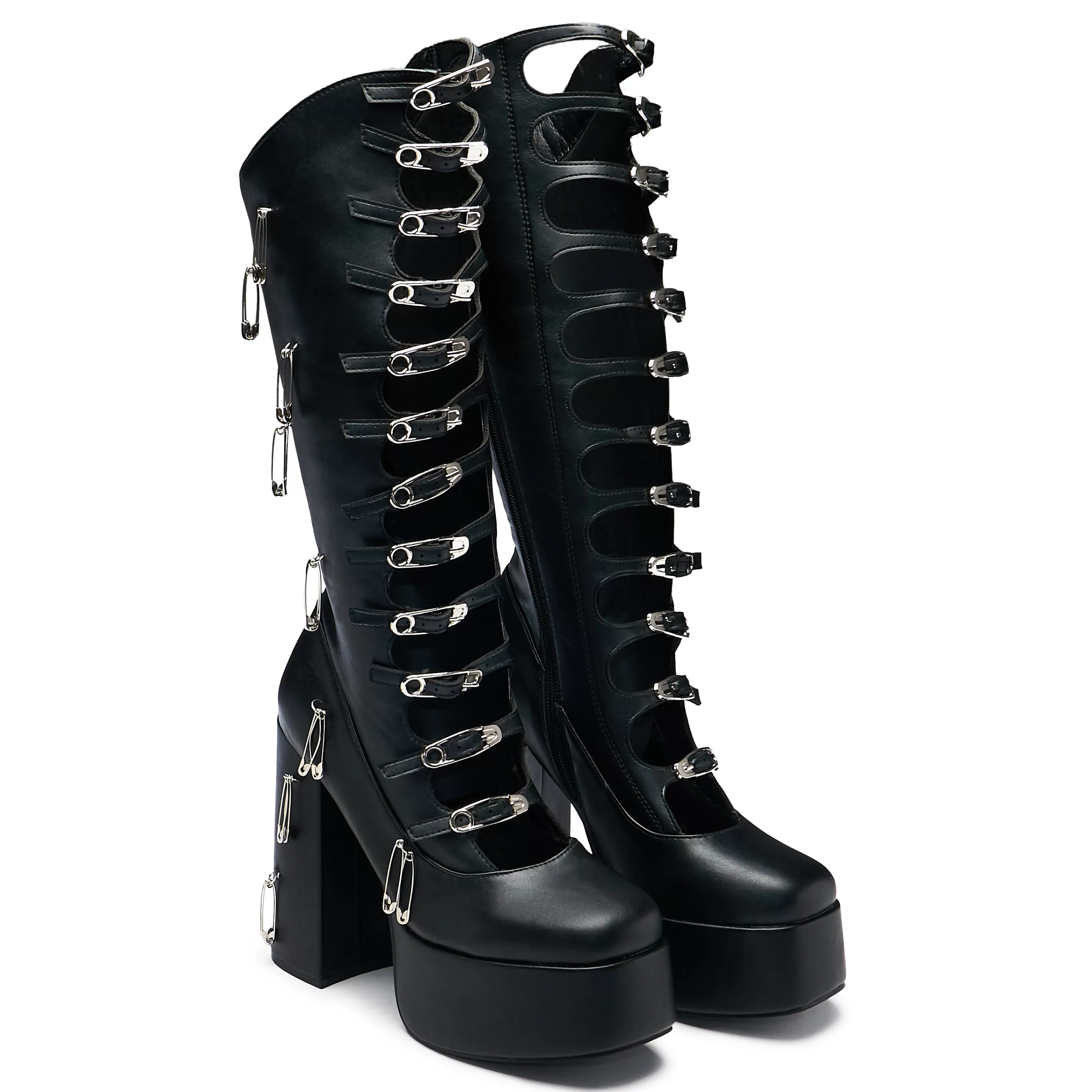 Heeled Boots | Heeled Boots>KOI footwear Renegade Safety Pin Tall Boots - Black