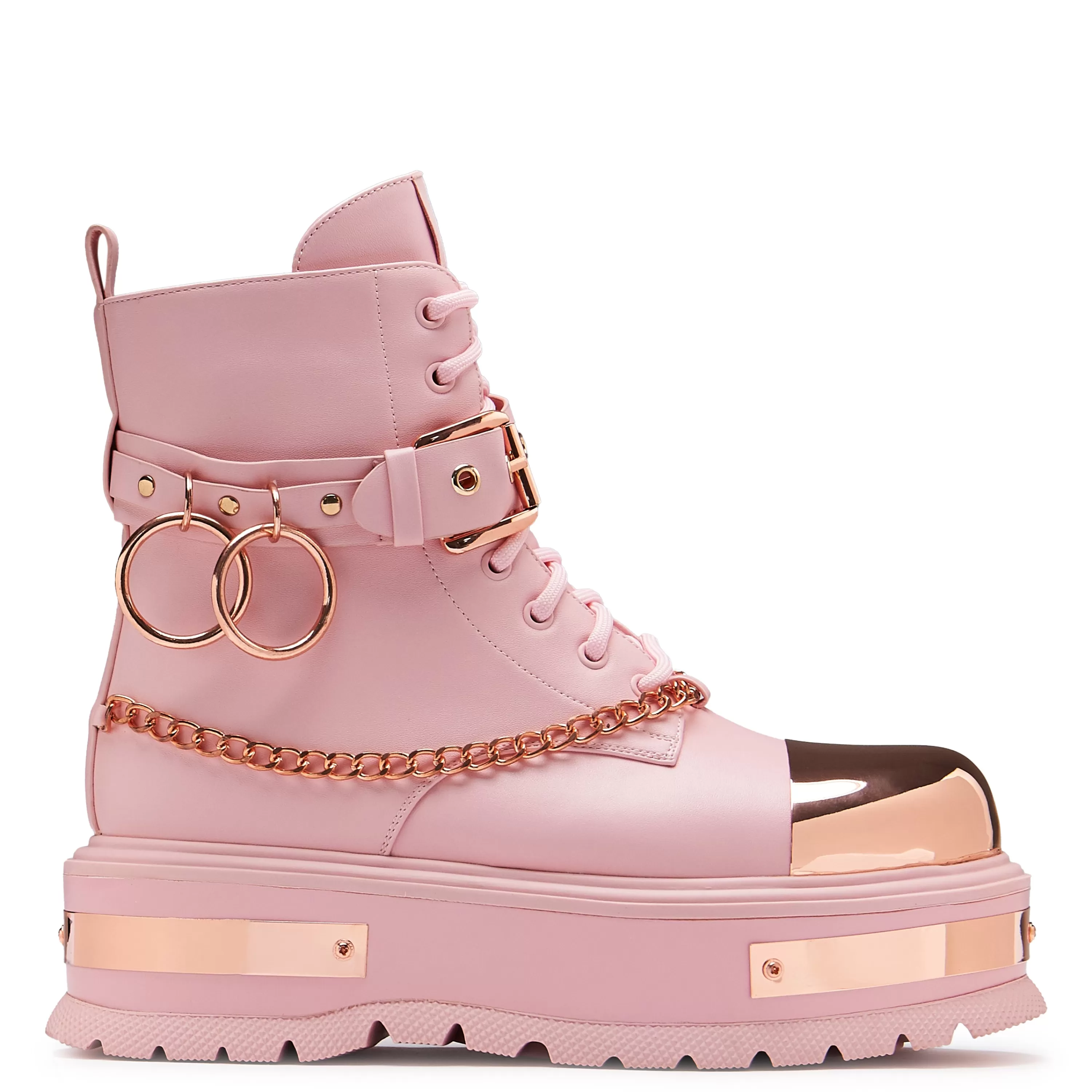 Ankle Boots>KOI footwear Rose Gold Borin Hardware Platform Boots Pink