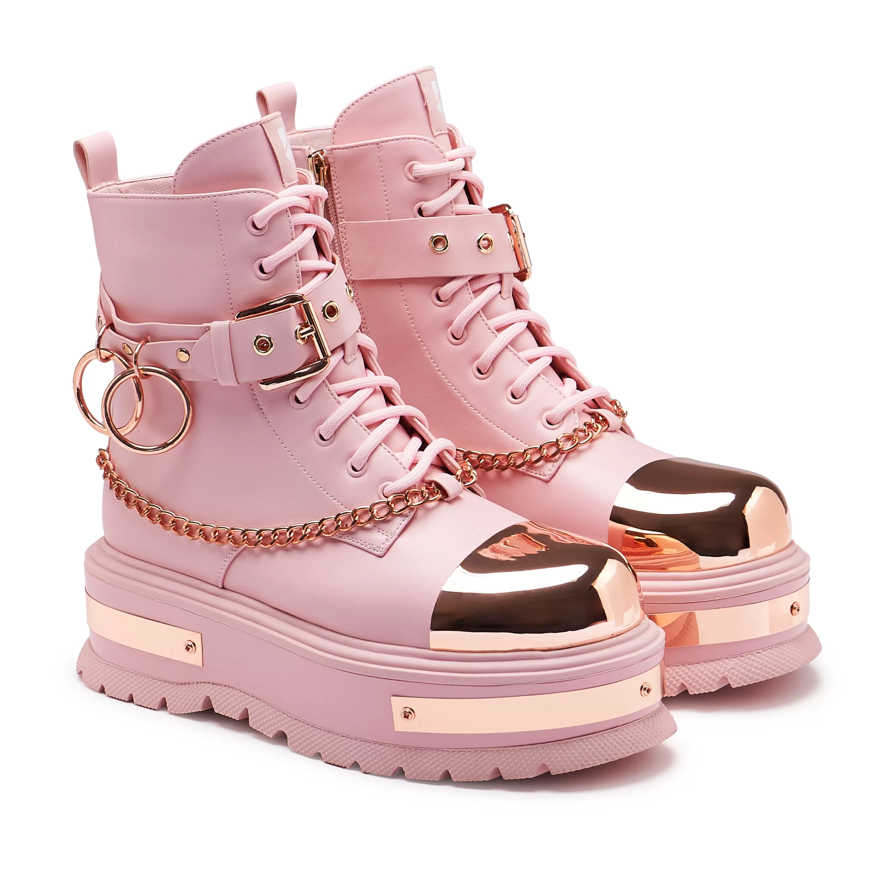 Ankle Boots>KOI footwear Rose Gold Borin Hardware Platform Boots Pink