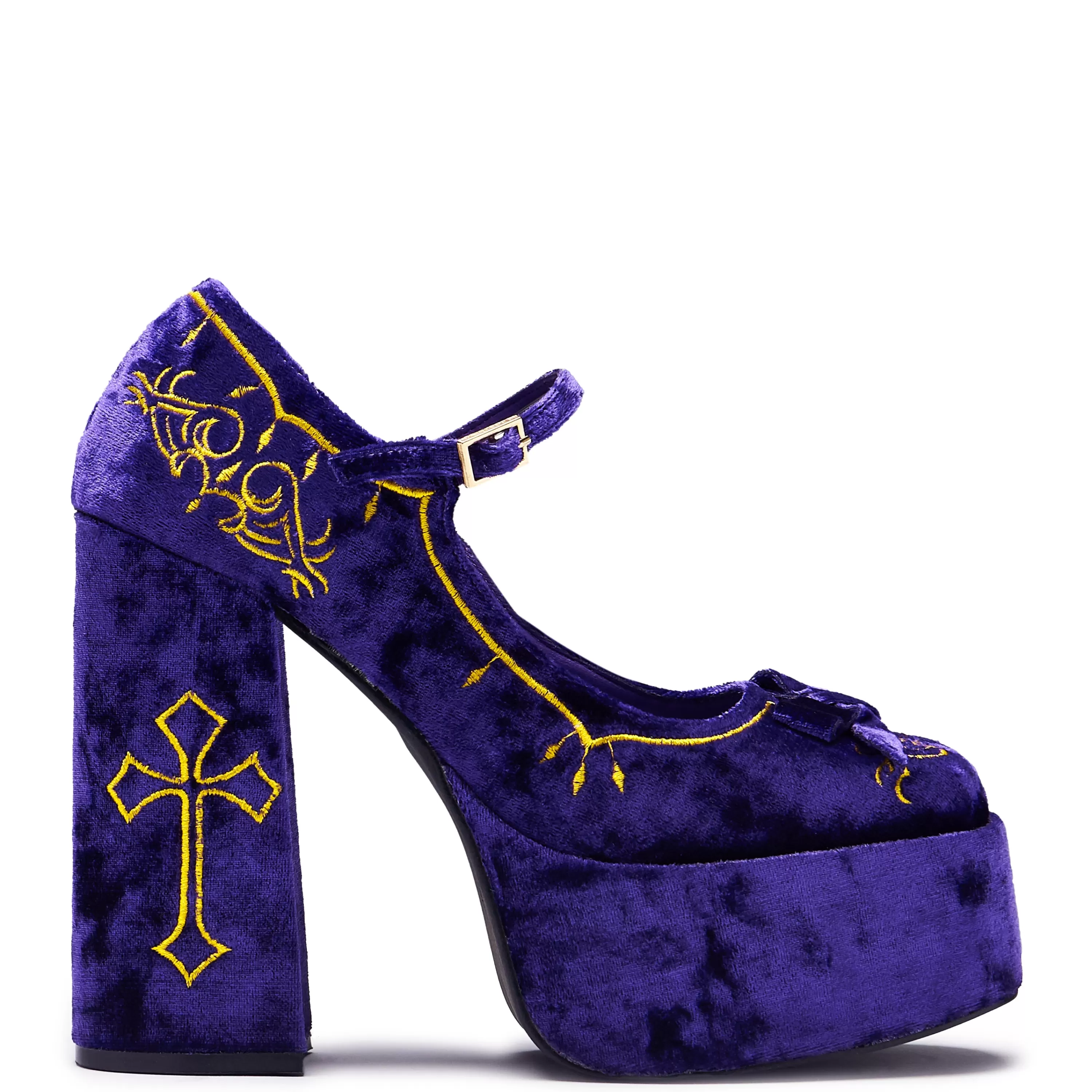 Heeled Mary Janes | Heeled Mary Janes>KOI footwear Royal Manor Velvet Platform Heels - Purple