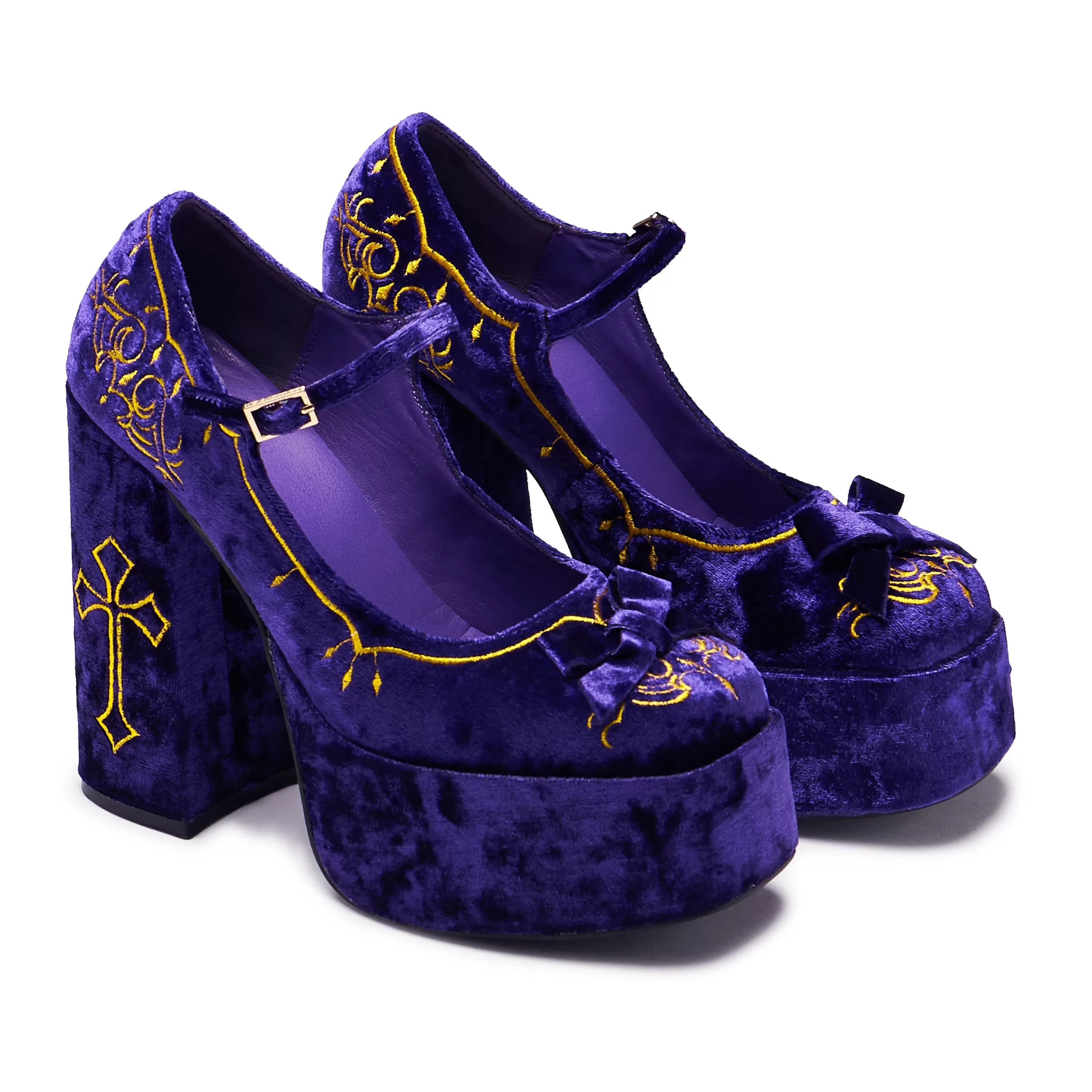 Heeled Mary Janes | Heeled Mary Janes>KOI footwear Royal Manor Velvet Platform Heels - Purple