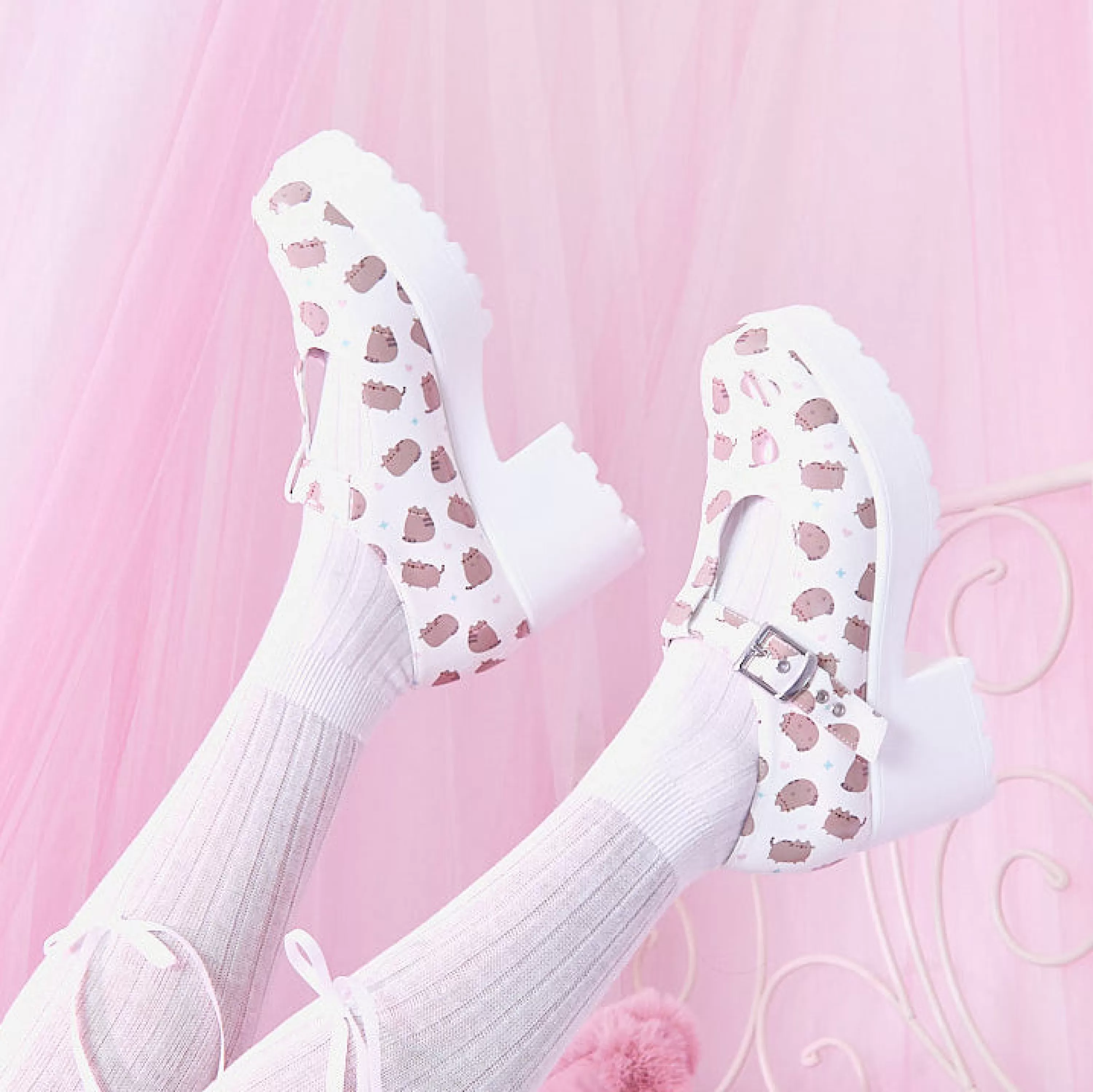 Printed Mary Janes | Kawaii Shoes>KOI footwear Sai Mary Janes 'Pusheen Edition' White