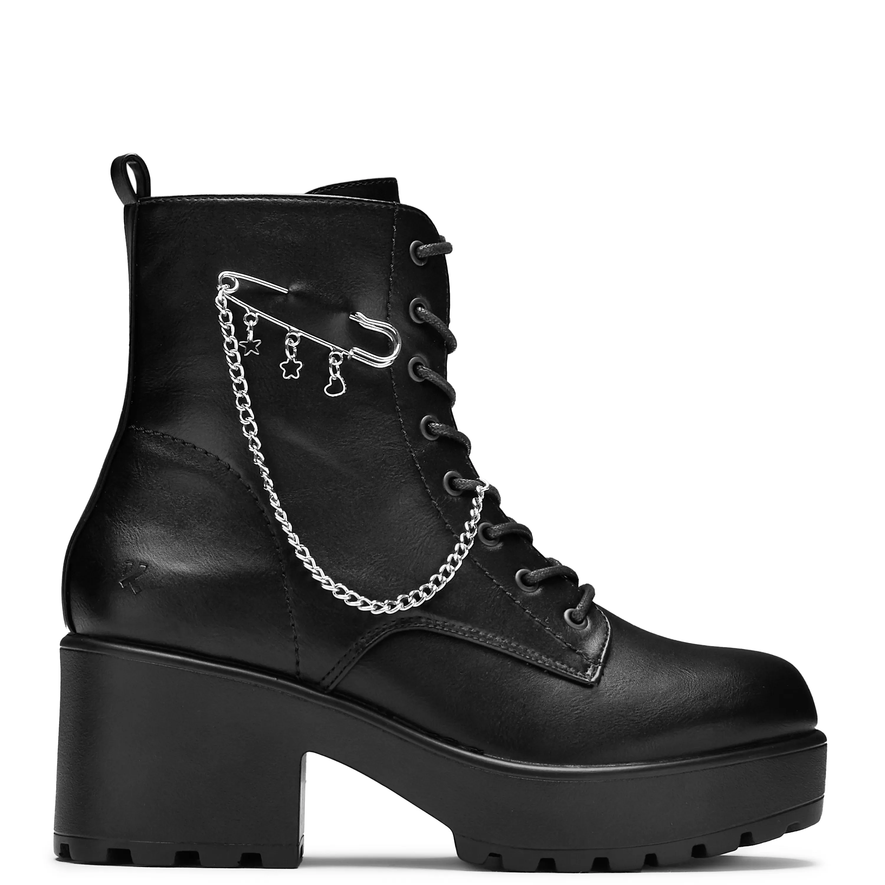 Ankle Boots | Platform Boots>KOI footwear Salvius Safety Pin Military Lace Up Boots - Black