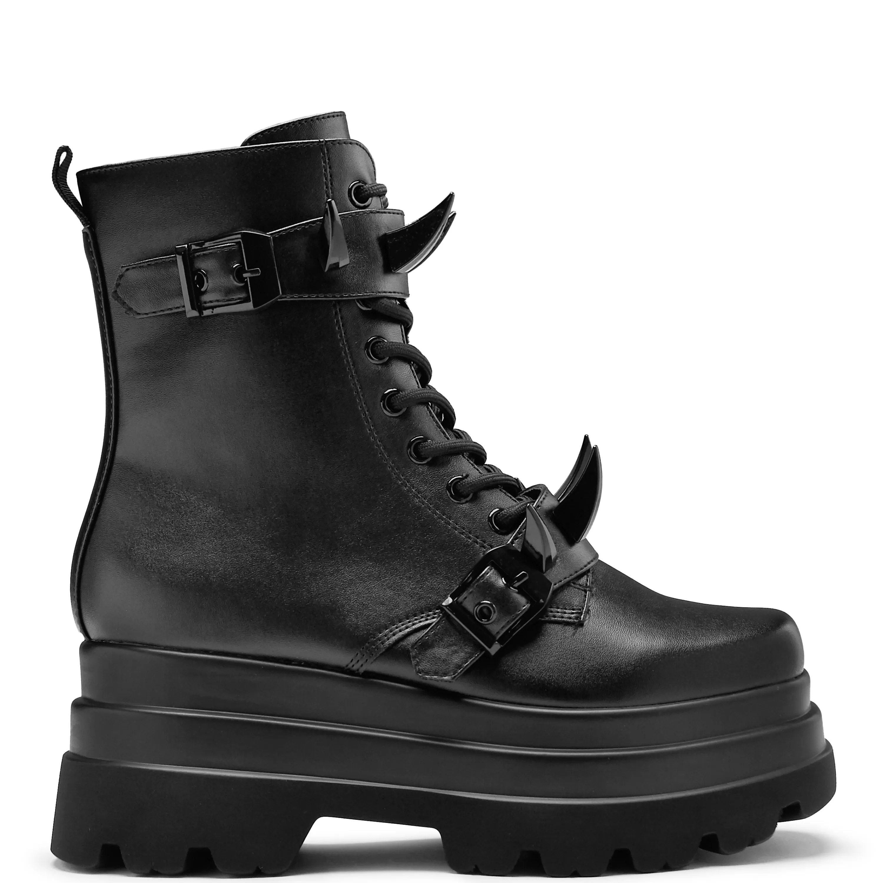 Ankle Boots | Platform Boots>KOI footwear Santoku Trident Spike Platform Boots - Black