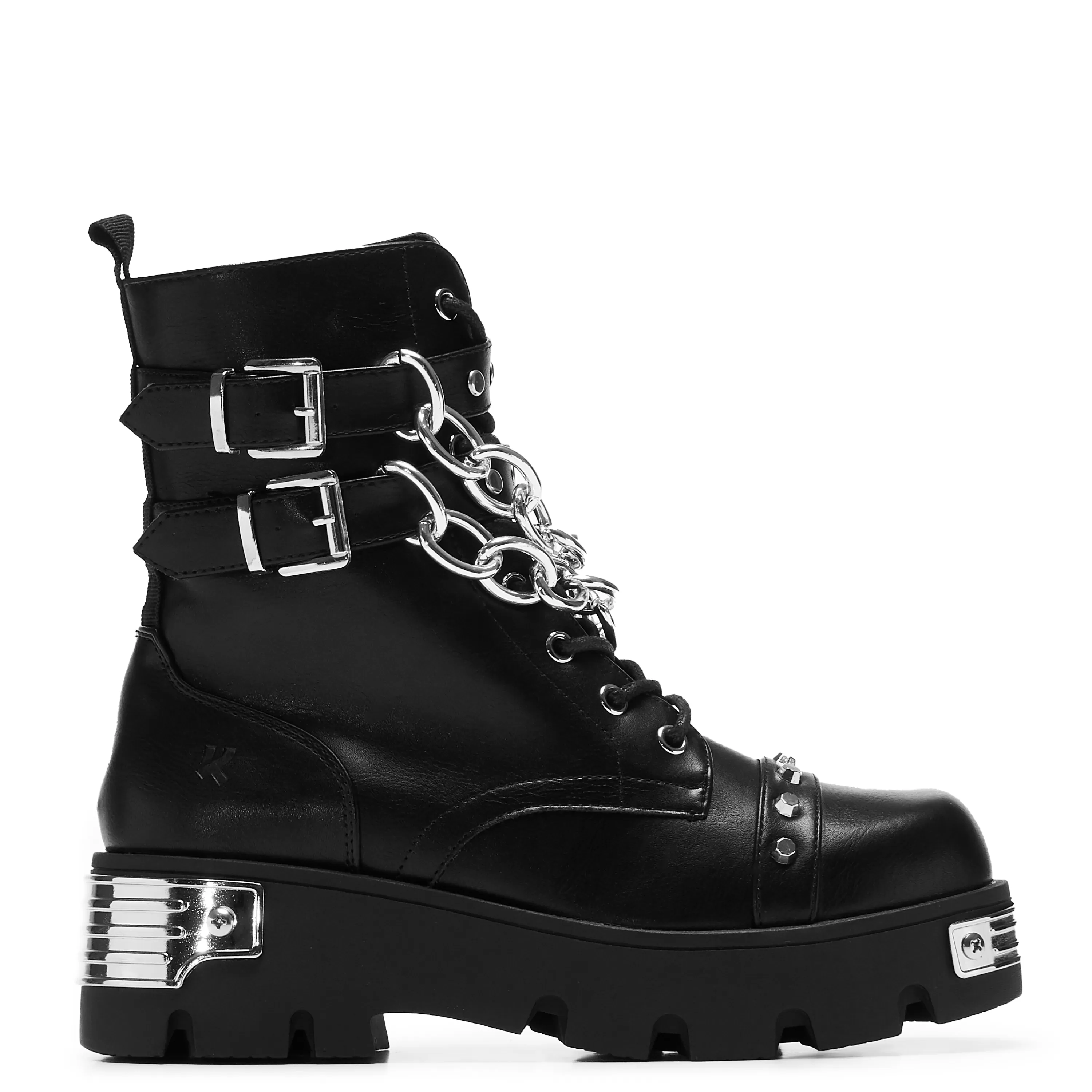 Ankle Boots | Platform Boots>KOI footwear Shackled Shadows Heavy Duty Chain Biker Boots - Black