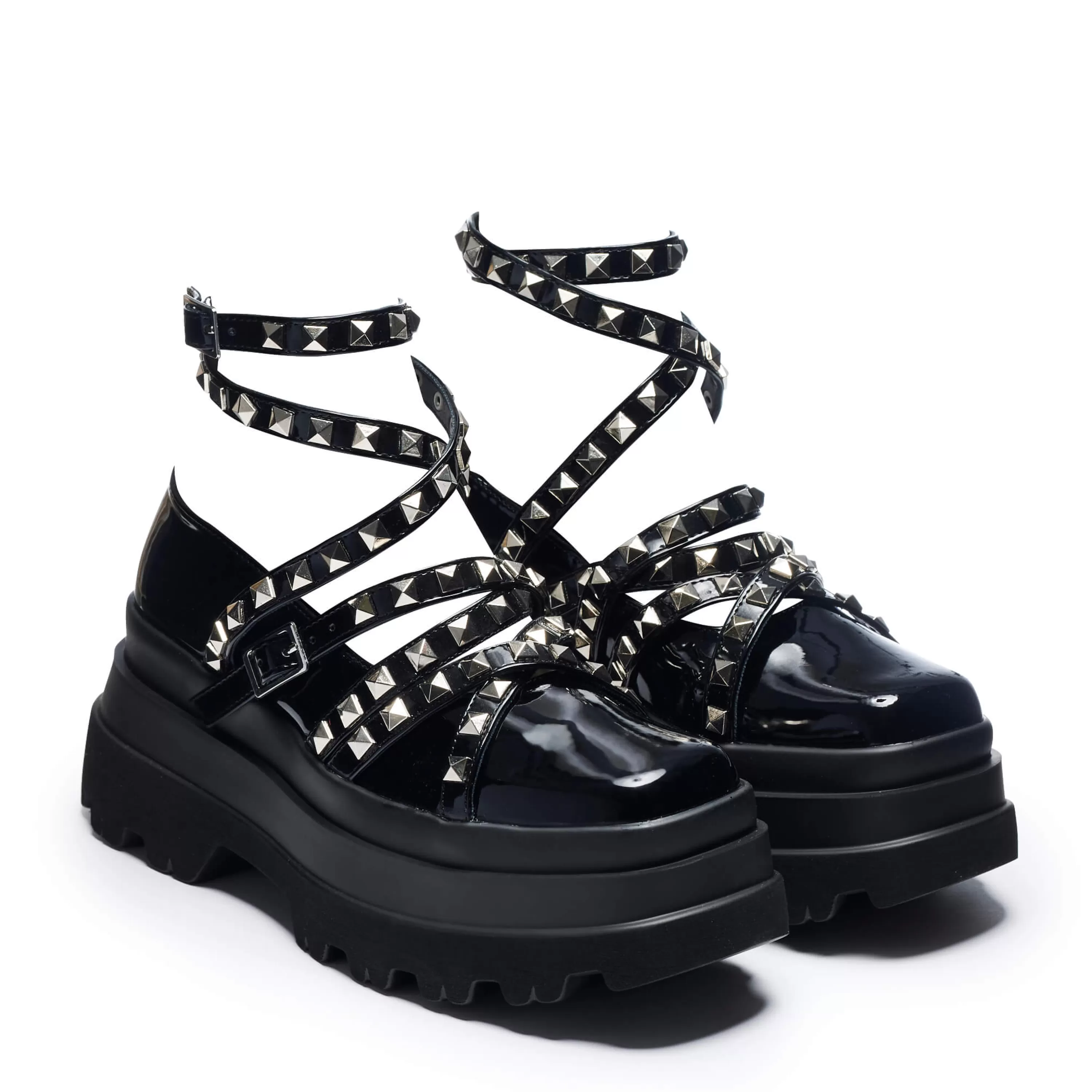 Flatform Shoes | Strappy Platform Shoes>KOI footwear Sima Studded Platform Ballet Shoes Black