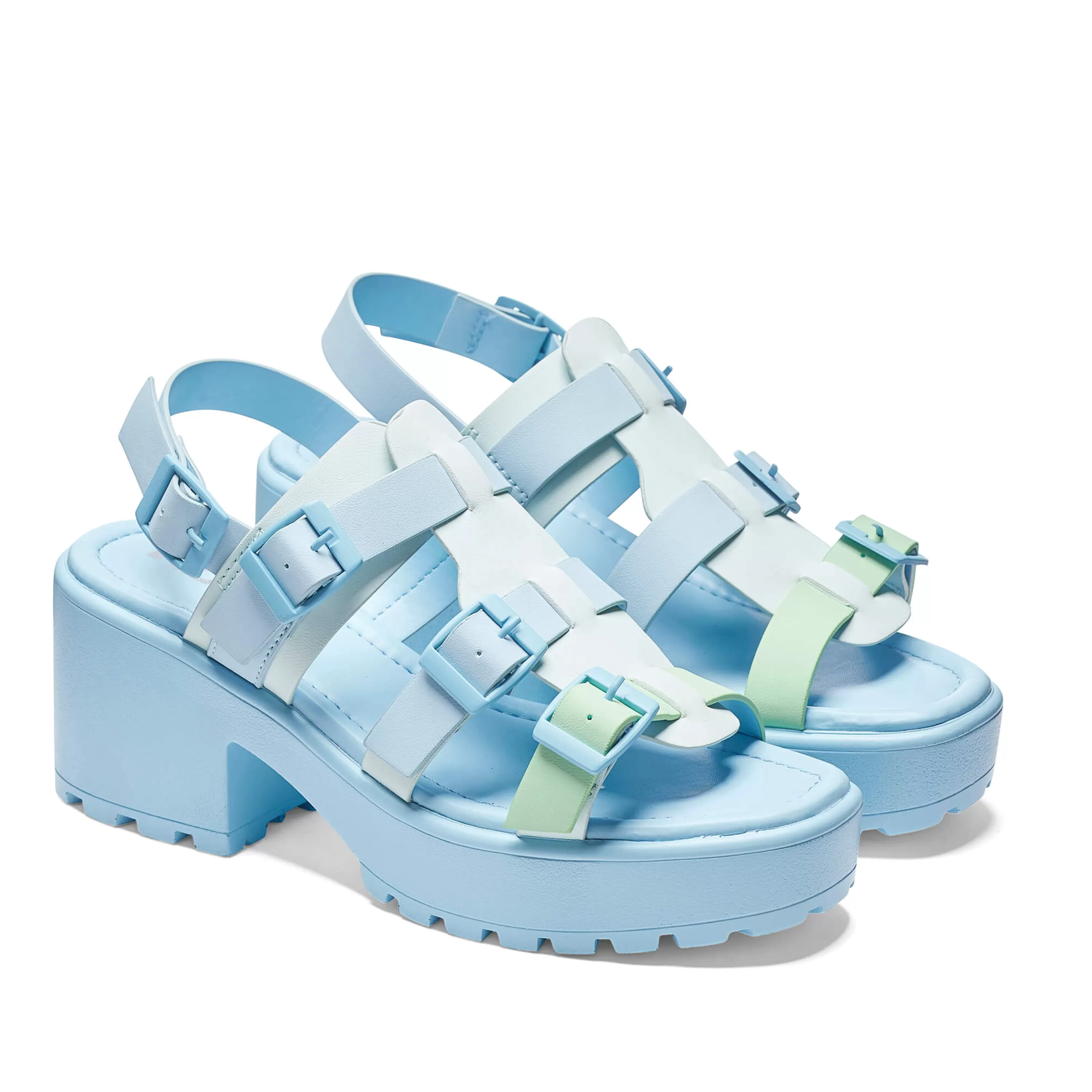 Kawaii Shoes | Strappy Platform Shoes>KOI footwear Sugar Season Chunky Buckle Sandals - Blue