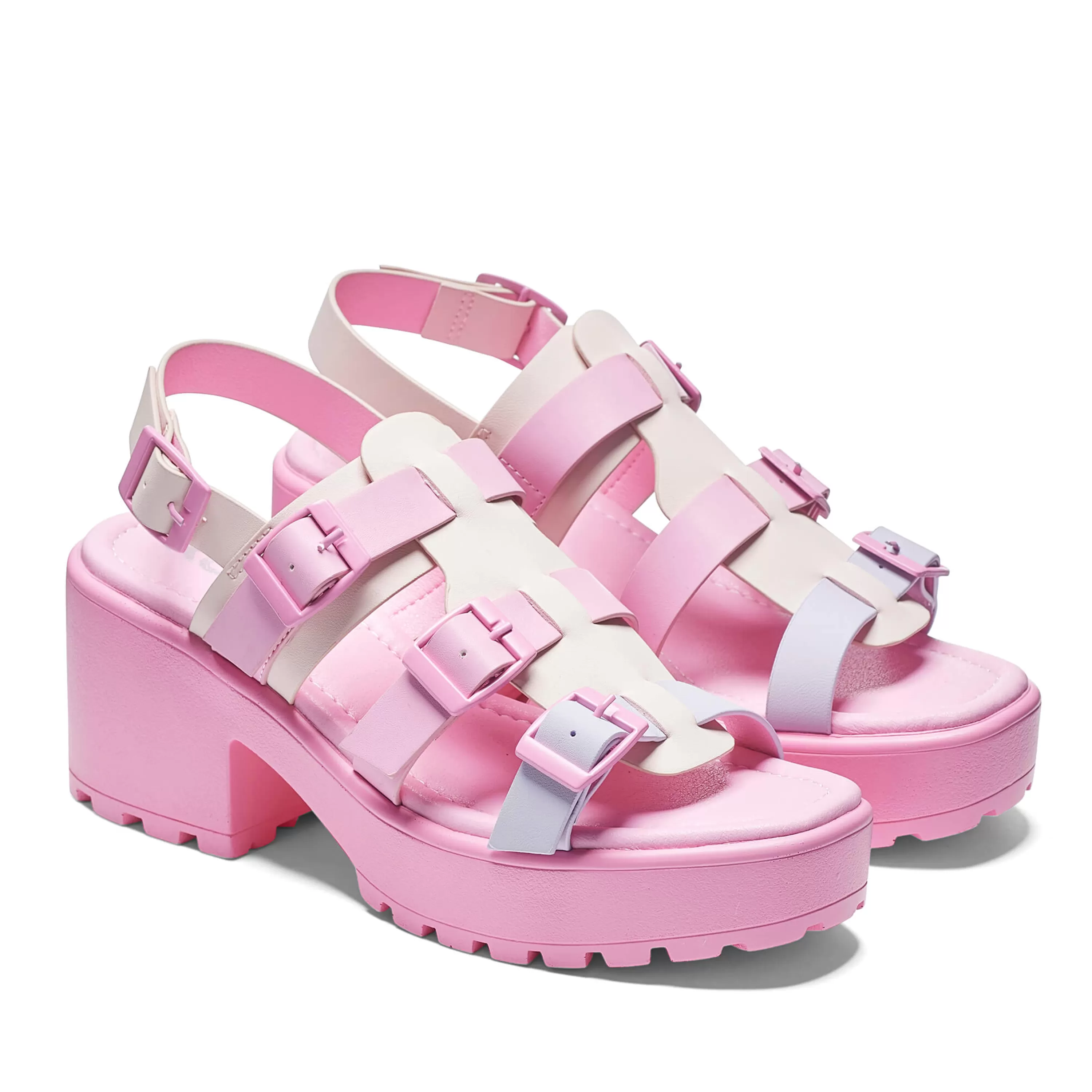 Kawaii Shoes | Strappy Platform Shoes>KOI footwear Sugar Season Chunky Buckle Sandals - Pink