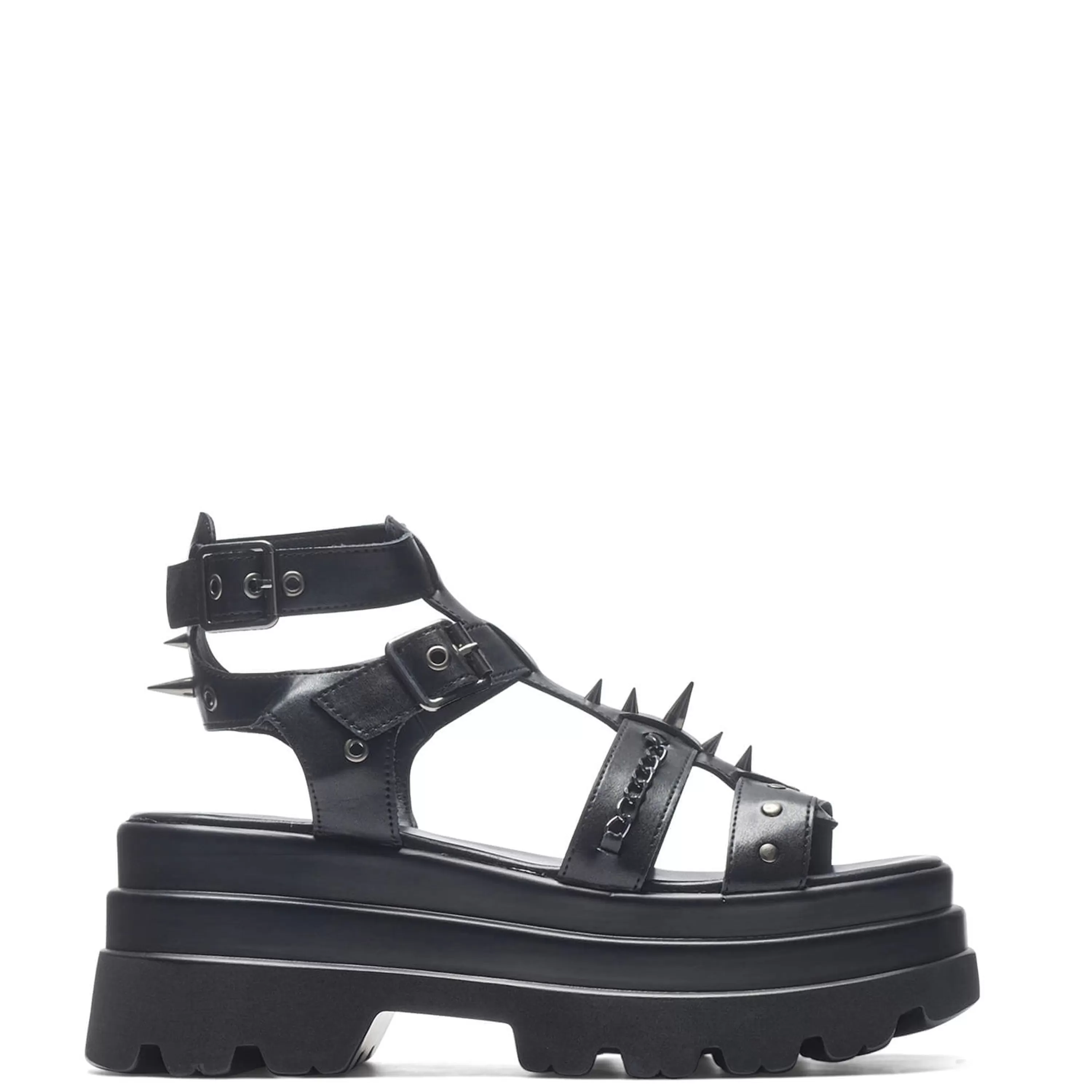 Strappy Platform Shoes>KOI footwear The Divine Destruction Spiked Chunky Sandals - Black