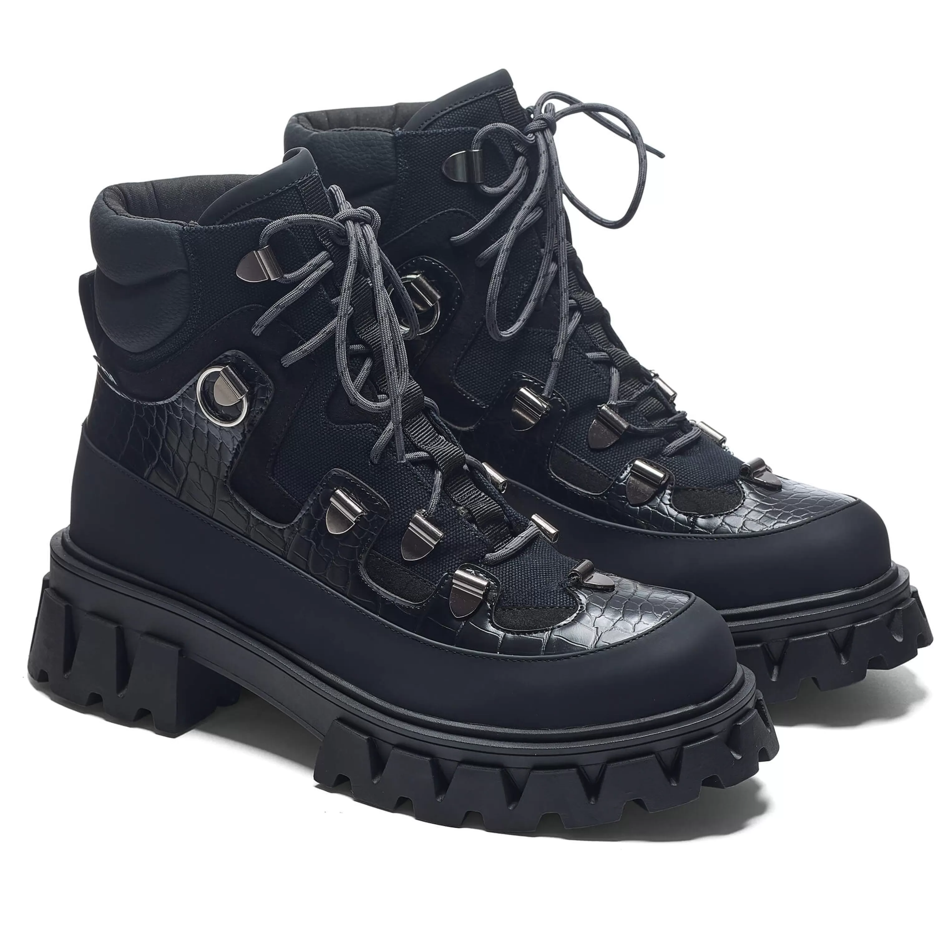 Ankle Boots>KOI footwear The Koi Reaper Men's Hiking Boots - Ebony Croc Black