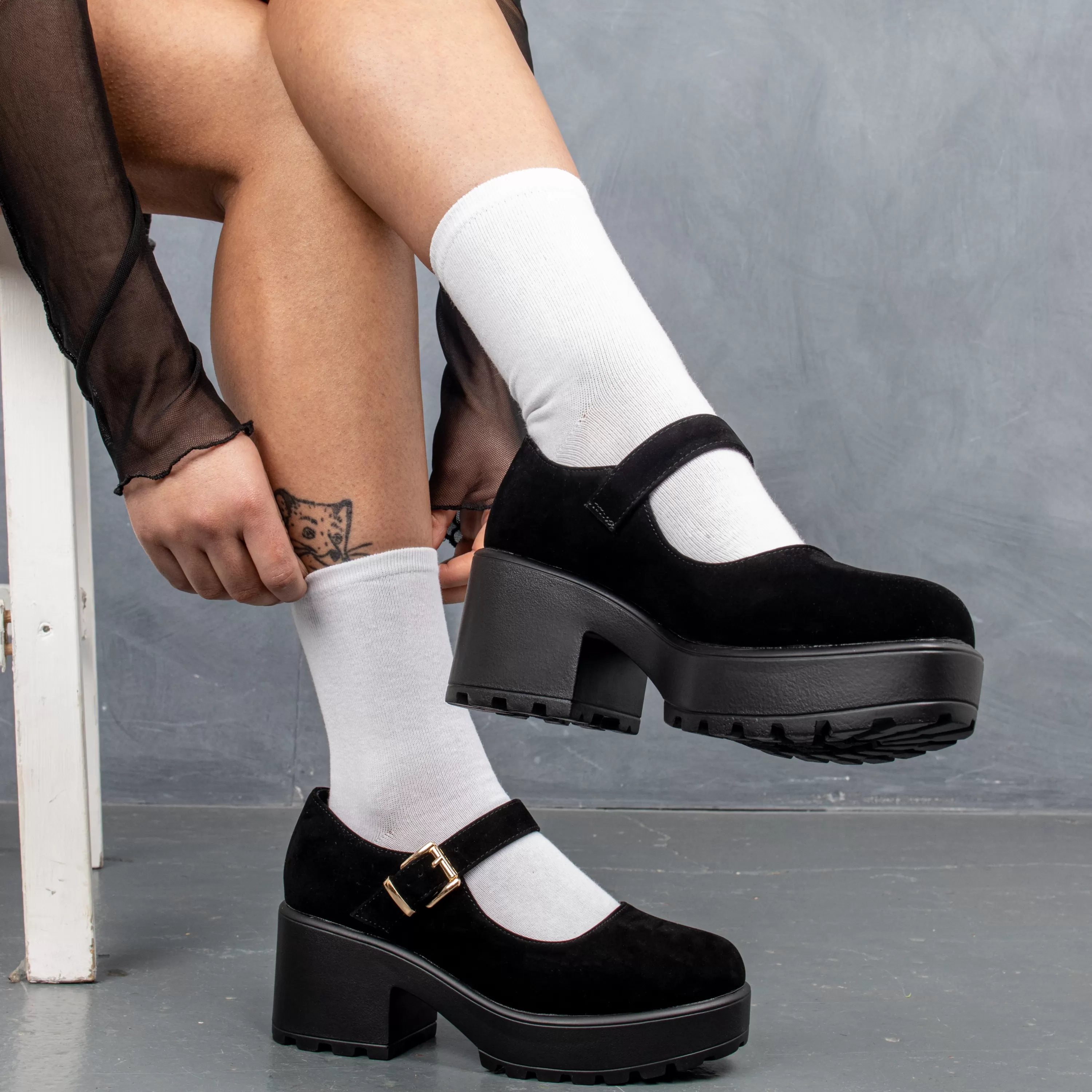 Heeled Mary Janes | Heeled Mary Janes>KOI footwear TIRA Black Mary Jane Shoes 'Suede Edition' Black Suede