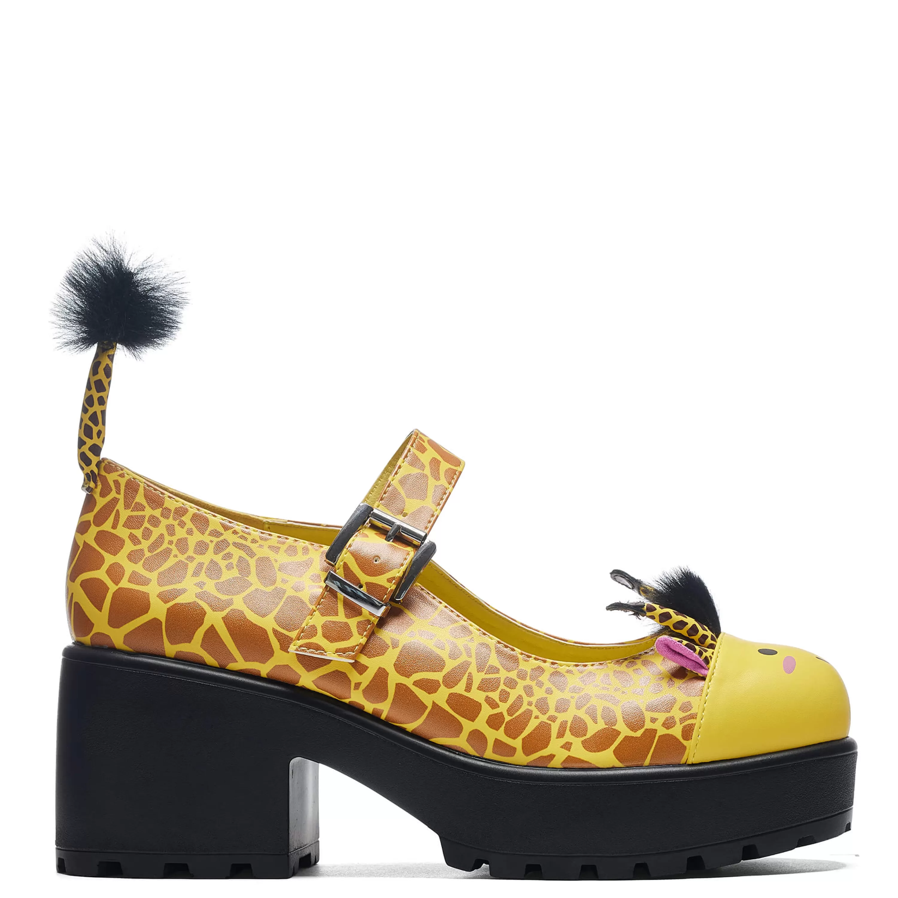 Printed Mary Janes | Animal Mary Janes>KOI footwear Tira Mary Janes 'Grazing Giraffe Edition' Yellow