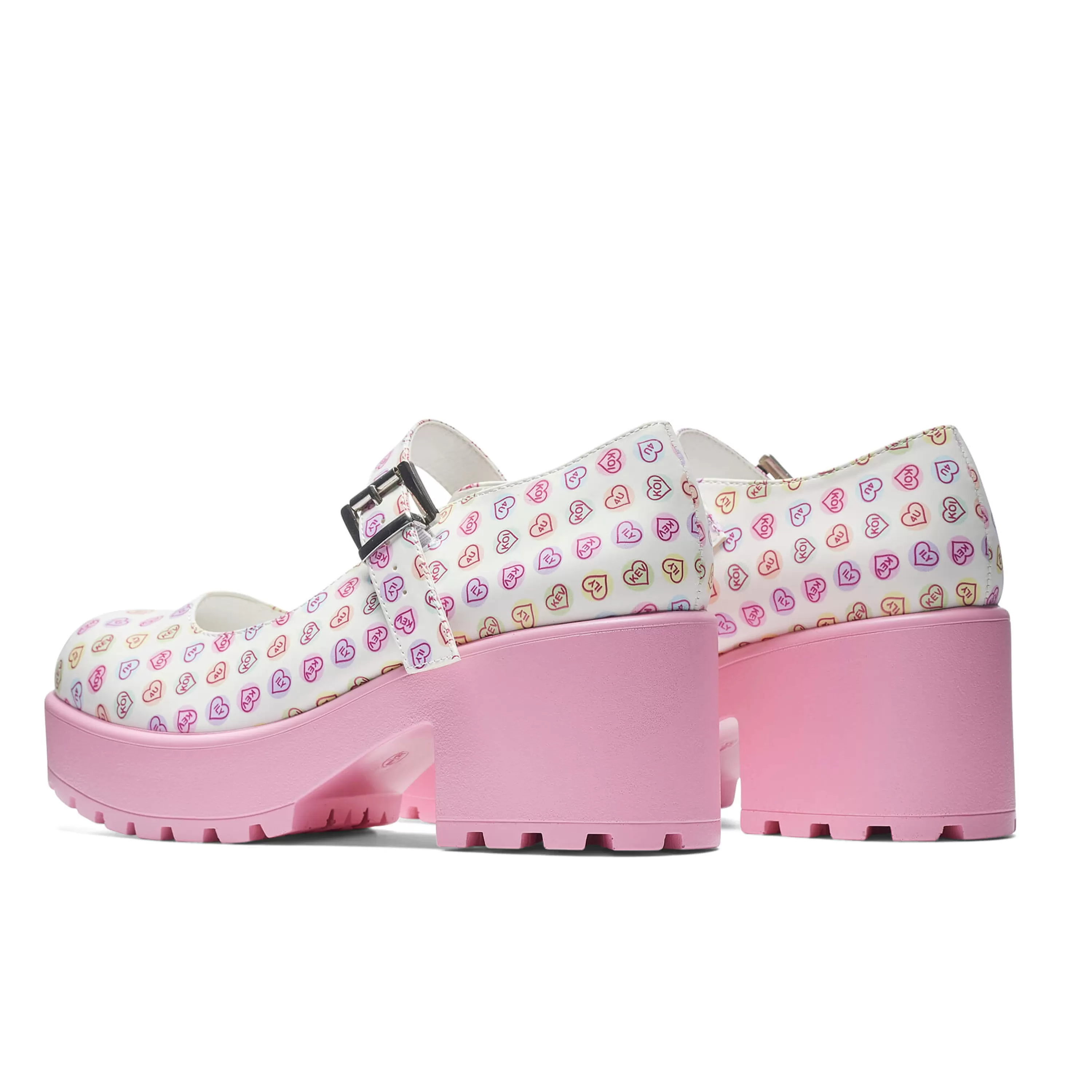 Colourful Mary Janes | Printed Mary Janes>KOI footwear Tira Mary Janes 'Koi Love Hearts Edition' Multi