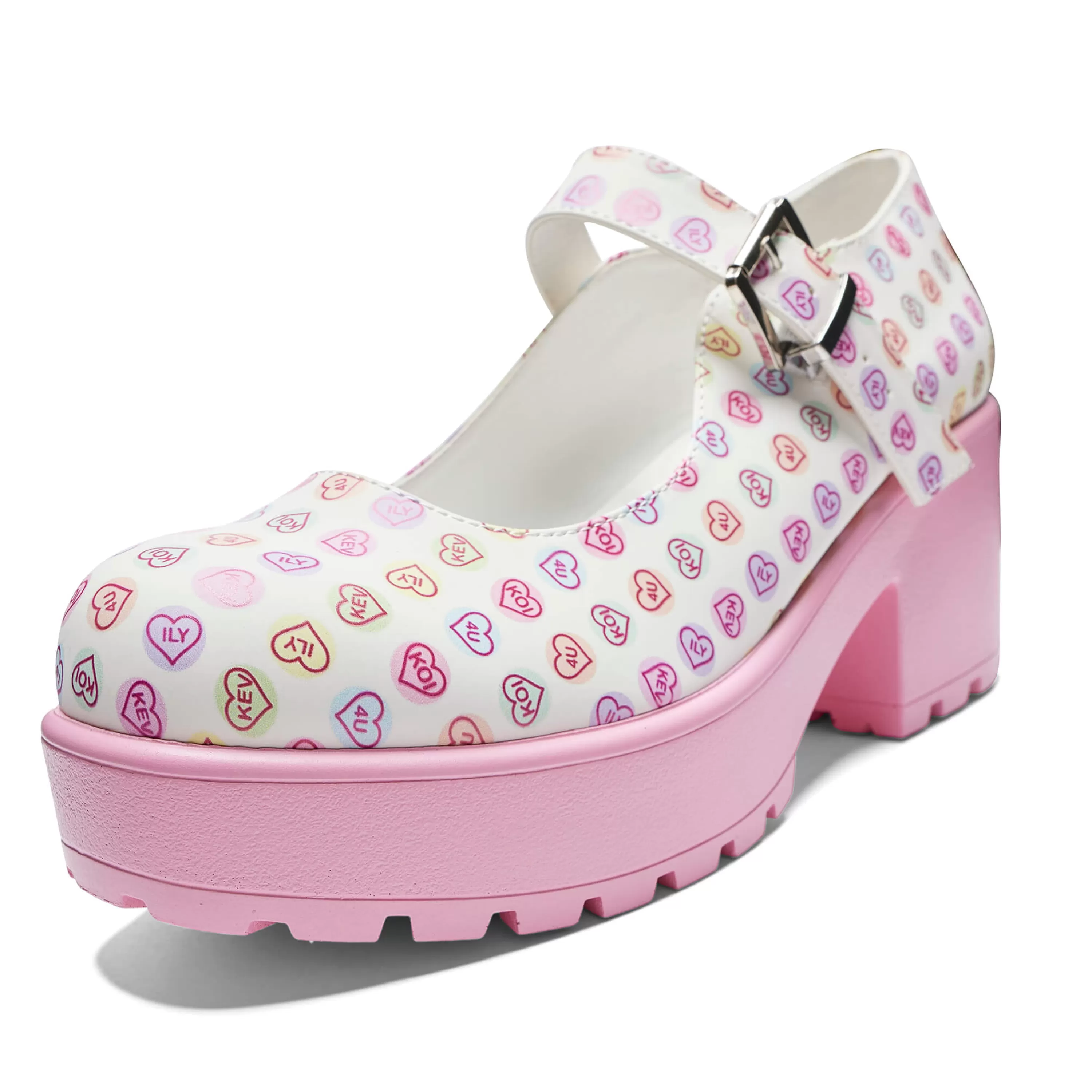 Colourful Mary Janes | Printed Mary Janes>KOI footwear Tira Mary Janes 'Koi Love Hearts Edition' Multi