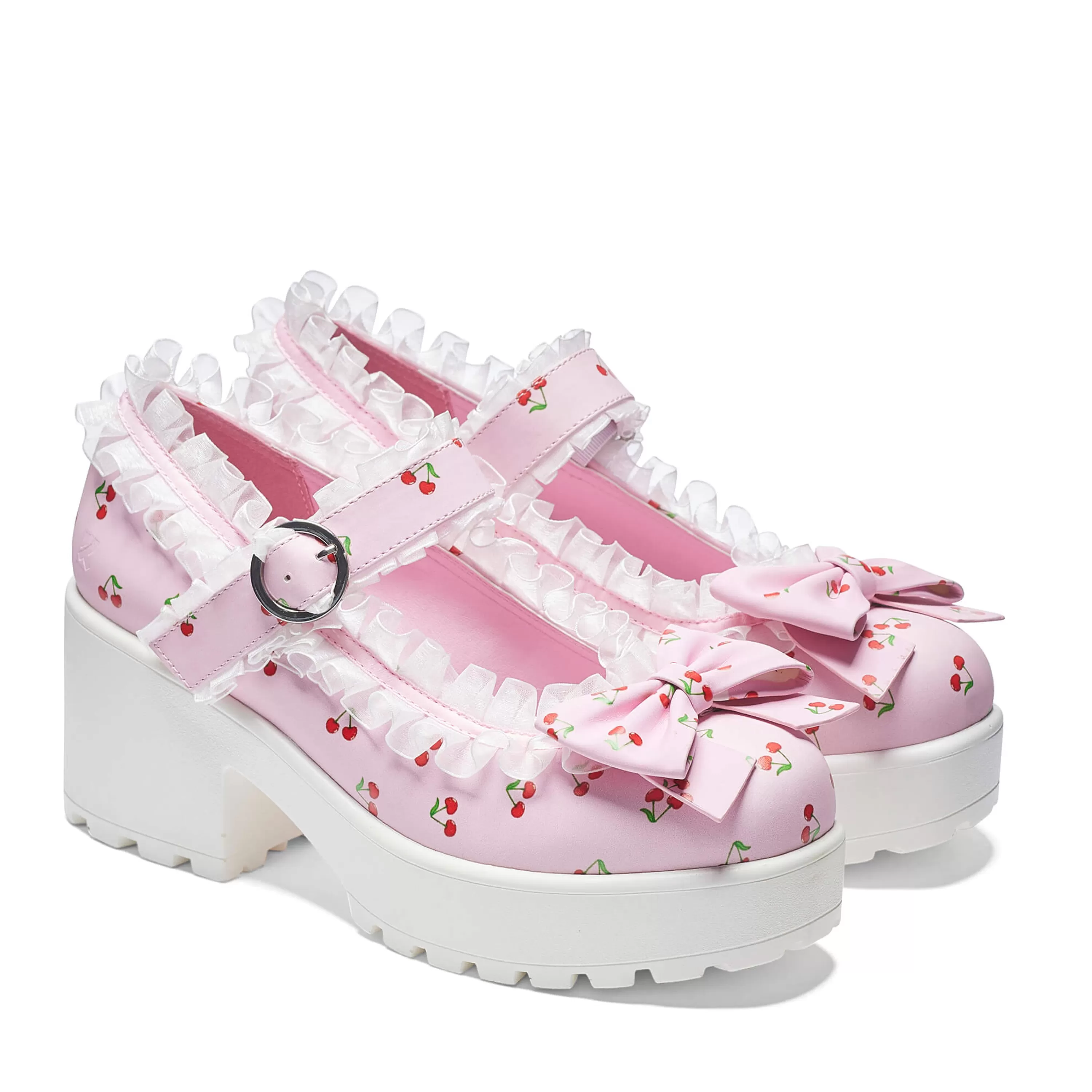 Printed Mary Janes | Kawaii Shoes>KOI footwear Tira Mary Janes Shoes ' Cherry Bakewell Edition' Pink