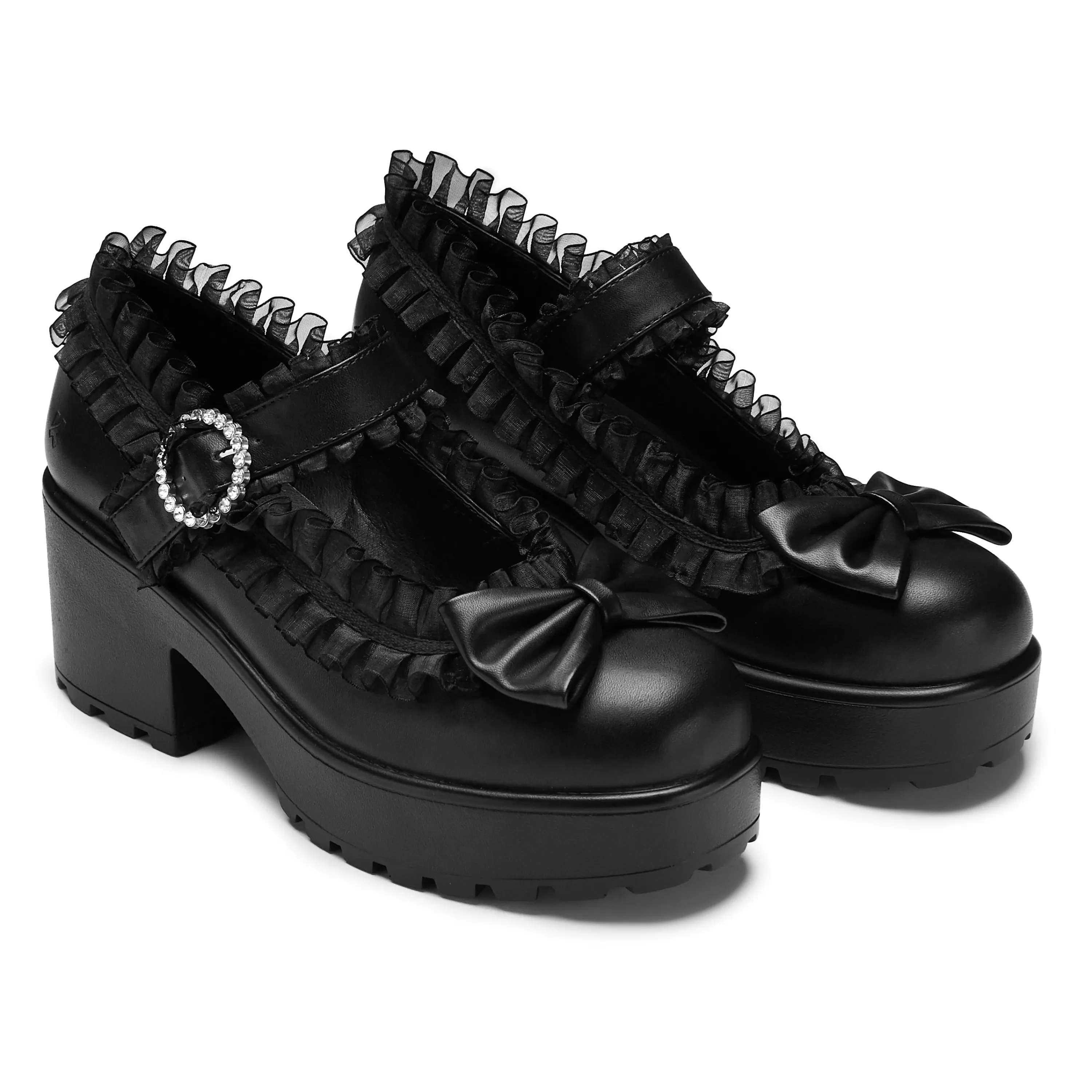 Heeled Mary Janes | Heeled Mary Janes>KOI footwear Tira Ruffle Mary Janes ‘ Dark Delights Edition’ Black