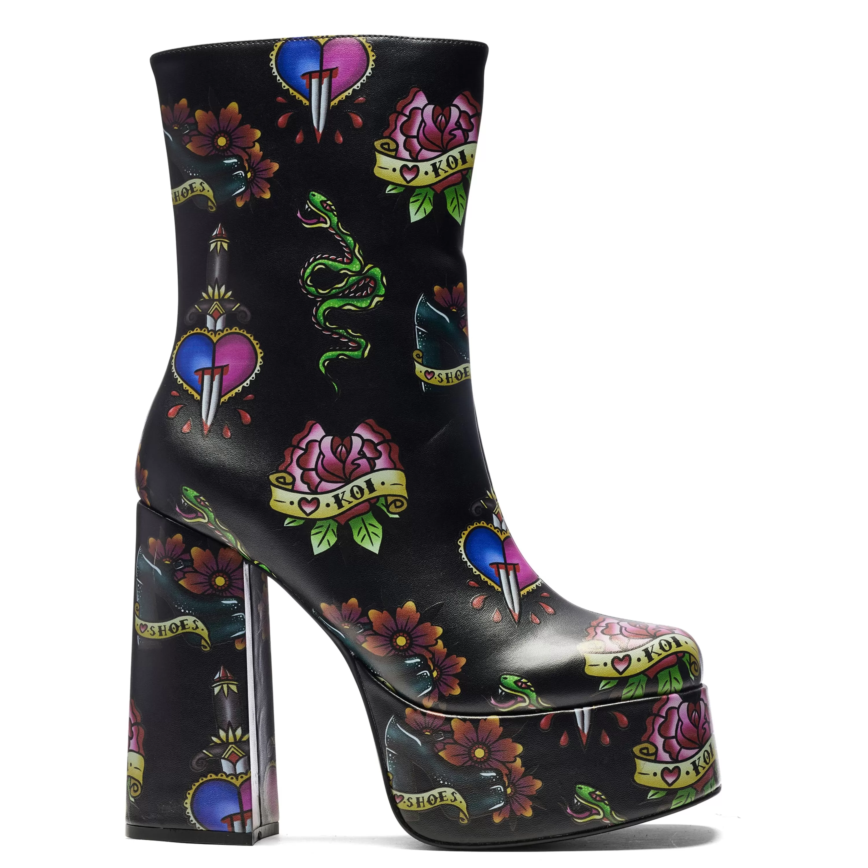 Heeled Boots | Heeled Boots>KOI footwear Verdict of a Serpent & Dagger Heeled Boots - Black