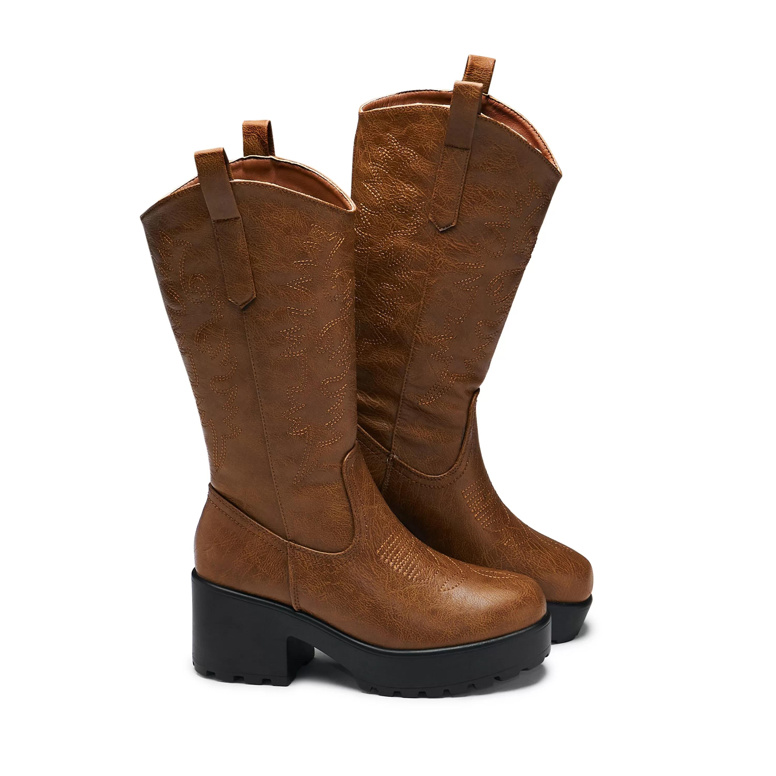 Platform Boots | Chunky Boots>KOI footwear Wintu Long Chunky Western Boots - Vintage Brown