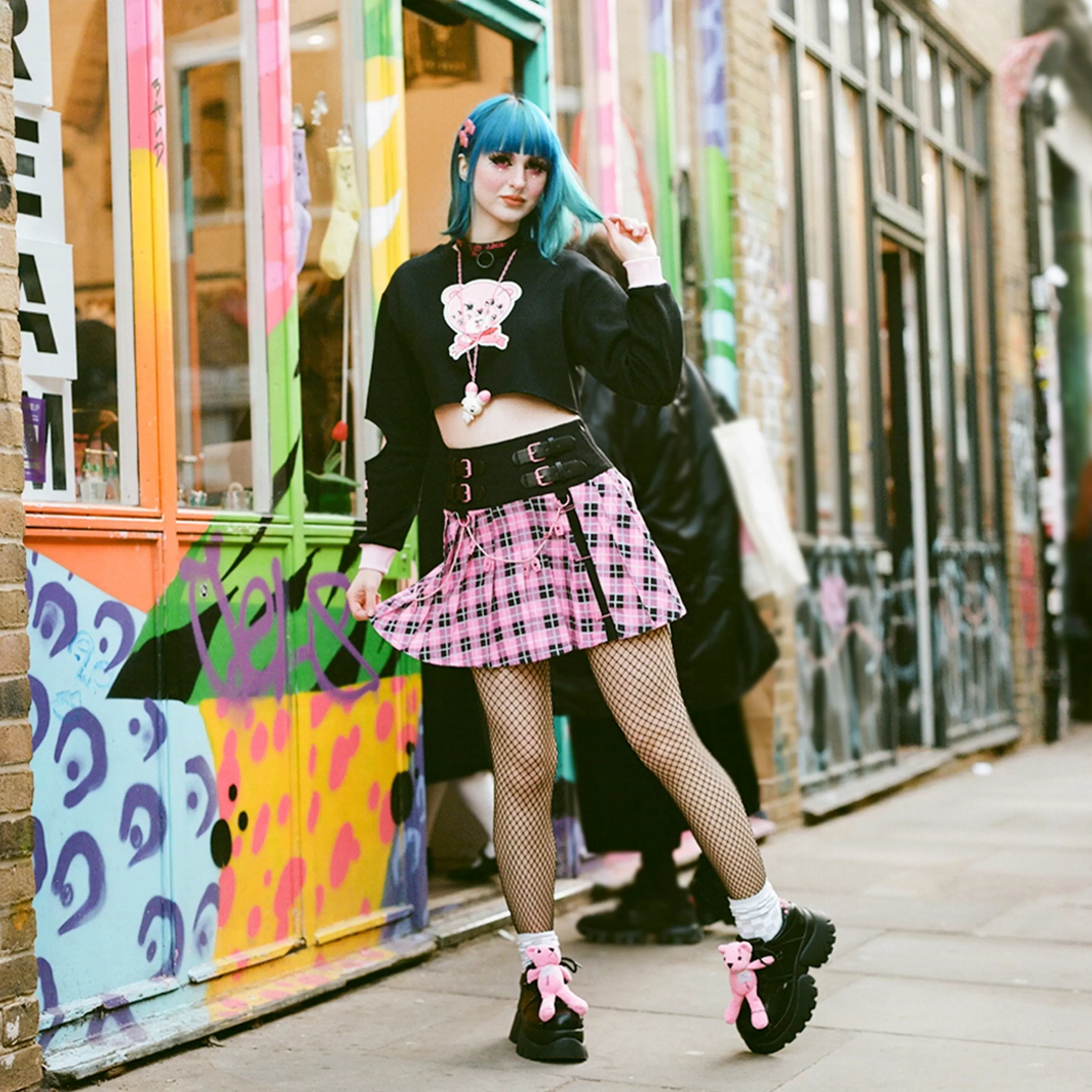 Kawaii Shoes | Clothing>KOI footwear Yami Tartan Skirt Black