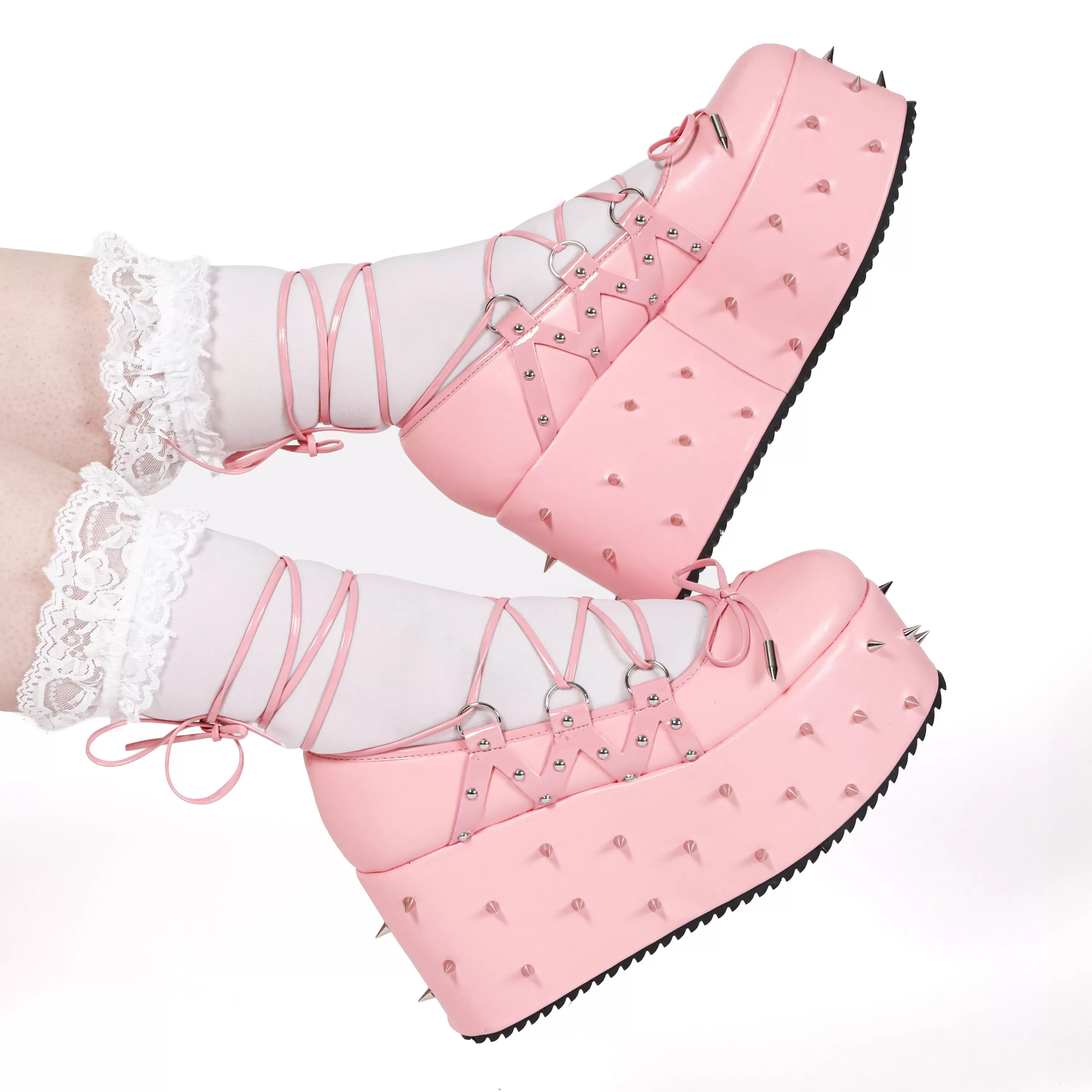 Kawaii Shoes | Flatform Shoes>KOI footwear Zorina Lace Up Platform Ballet Shoes - Pink